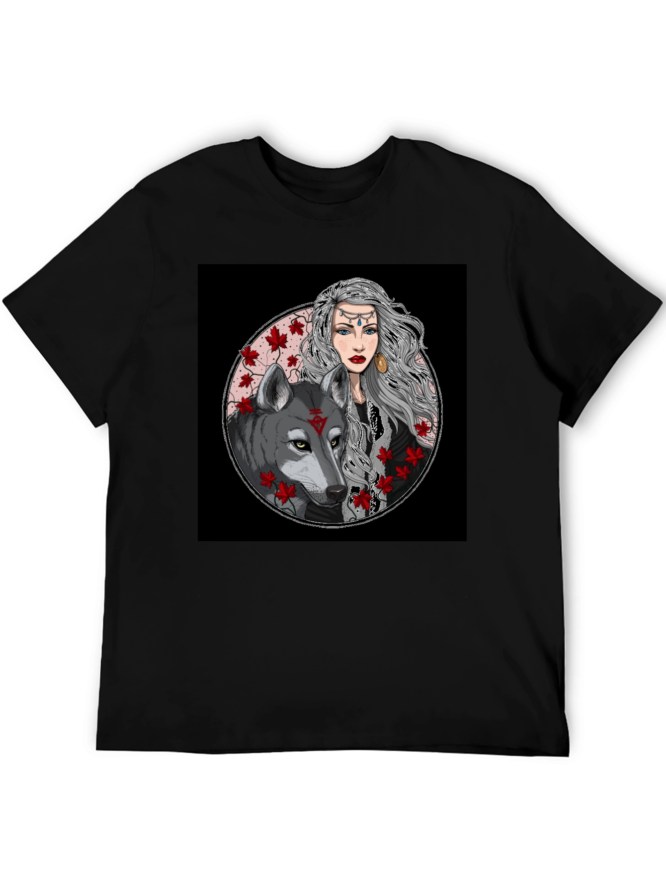 Wolf & Woman Graphic Tee - Black
