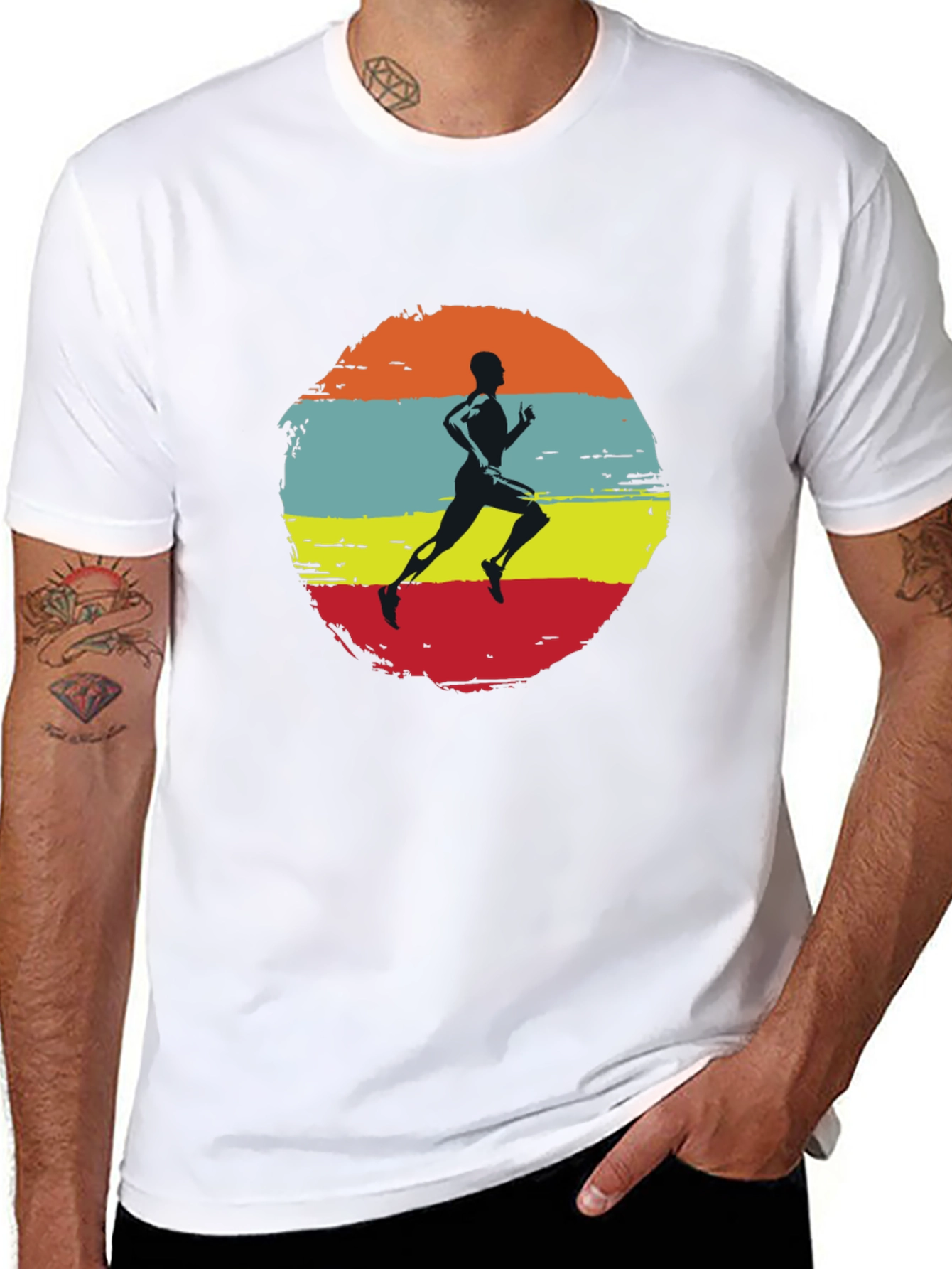 Retro Runner Graphic Tee - Black Cotton T-Shirt