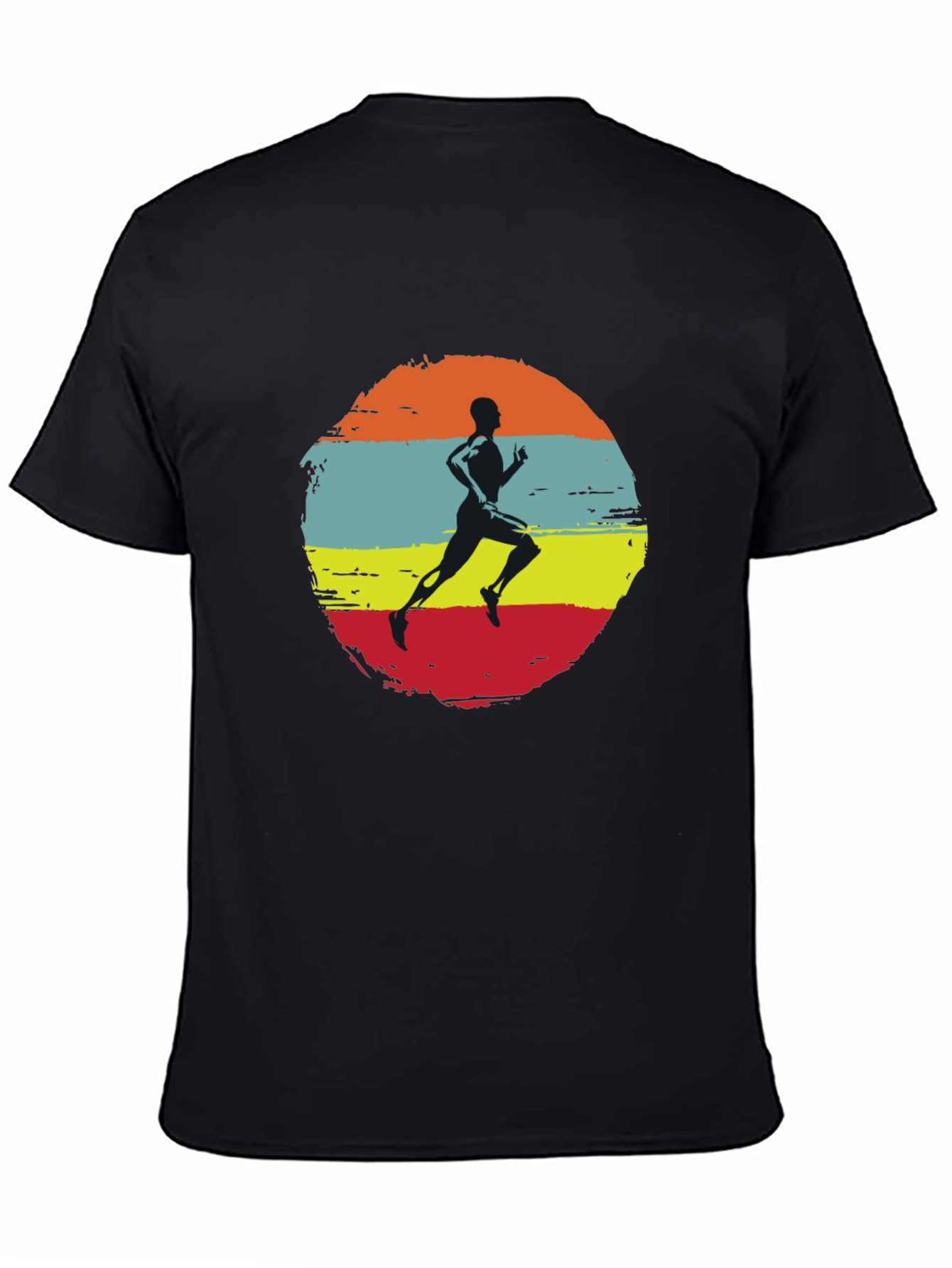 Retro Runner Graphic Tee - Black Cotton T-Shirt