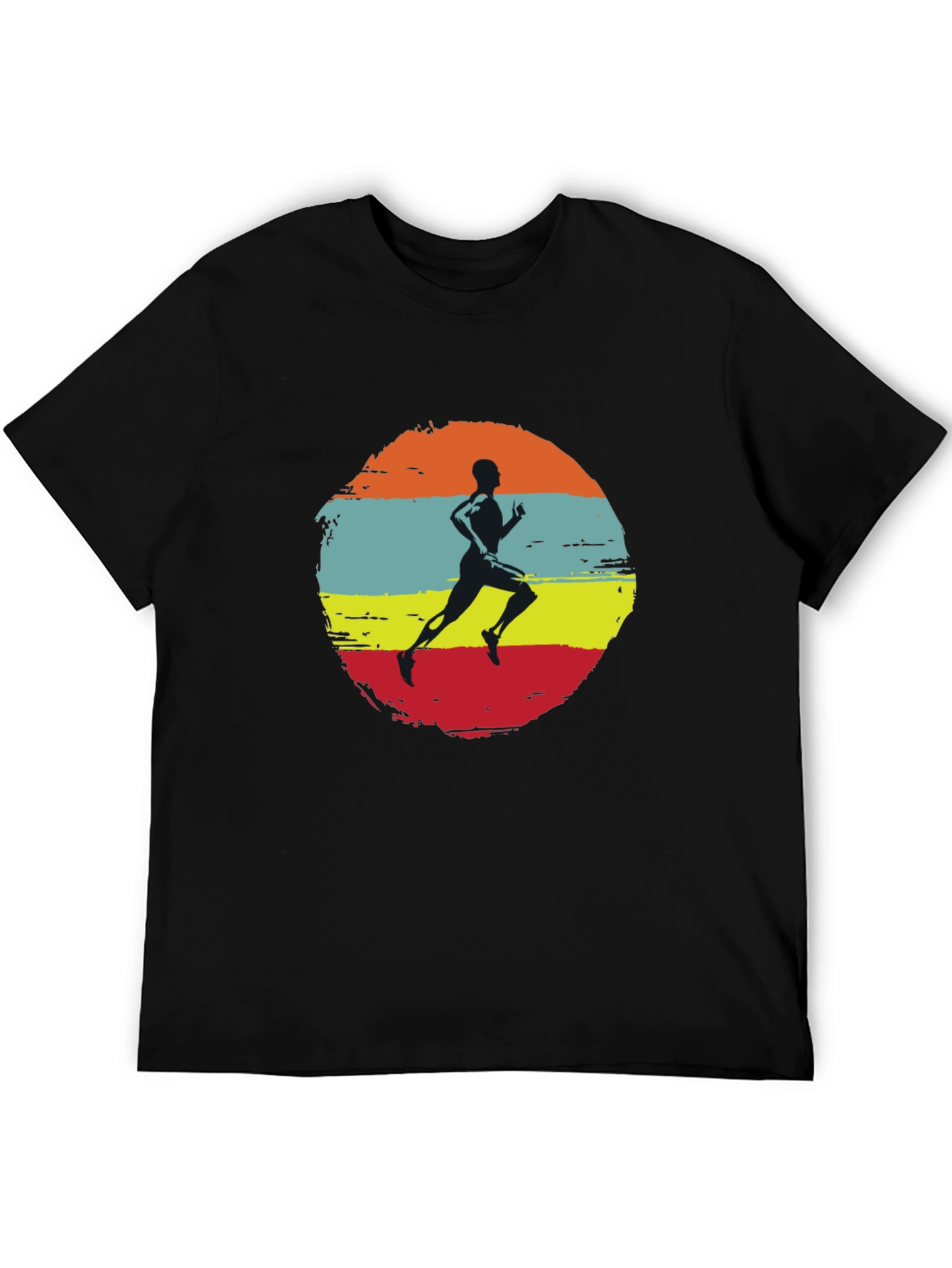Retro Runner Graphic Tee - Black Cotton T-Shirt