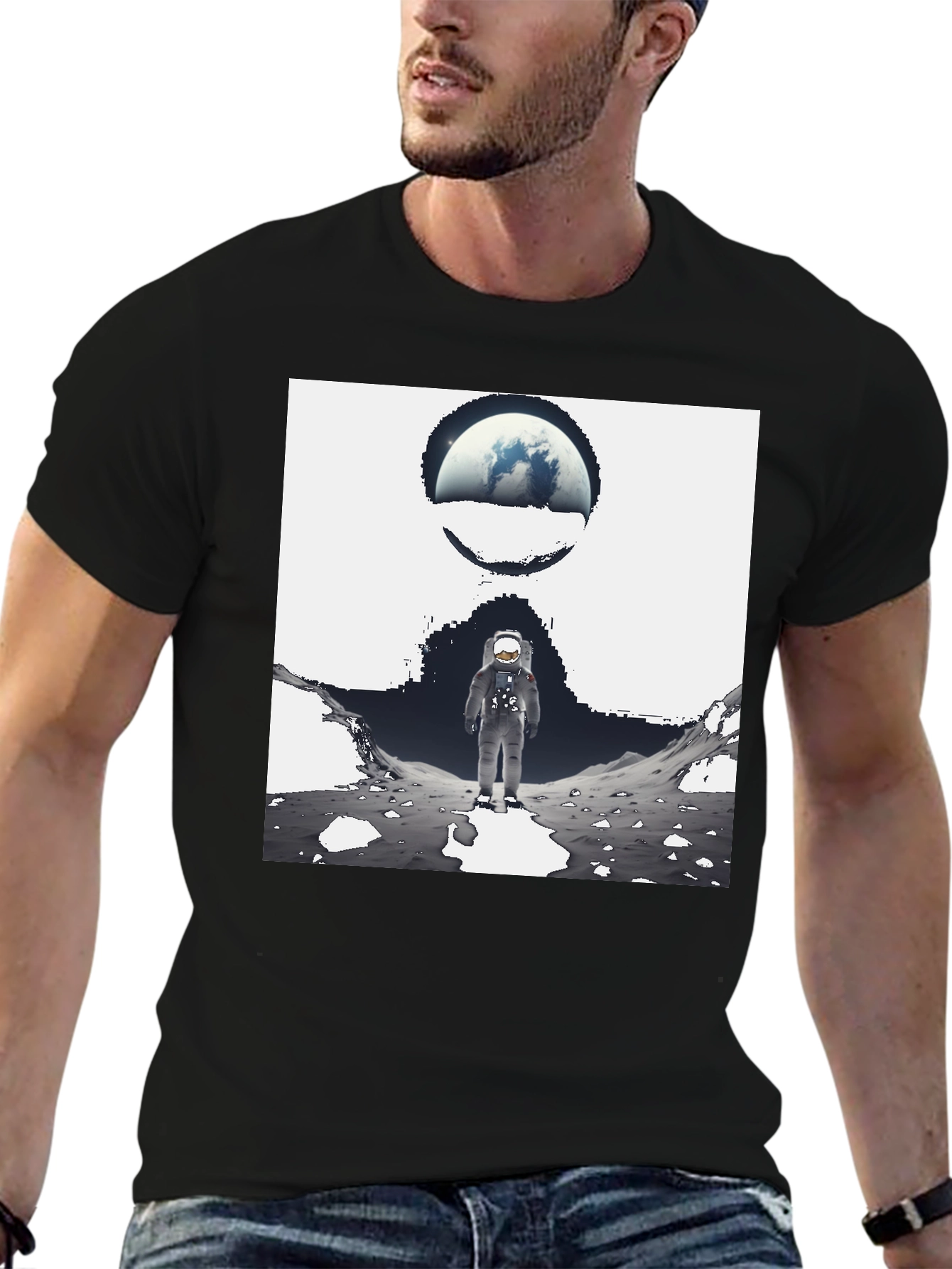 Astronaut Graphic Black Tee - Space Exploration
