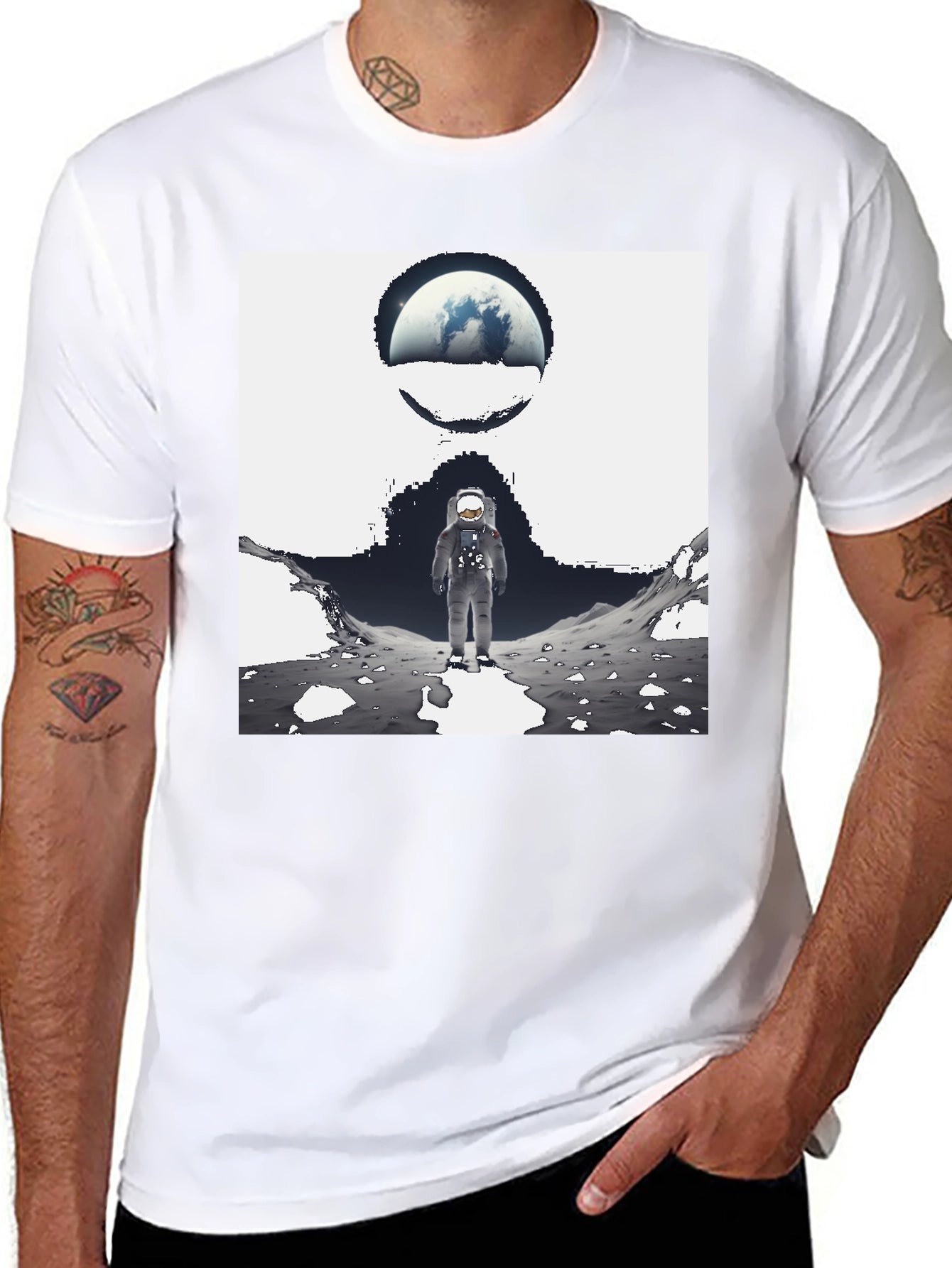 Astronaut Graphic Black Tee - Space Exploration