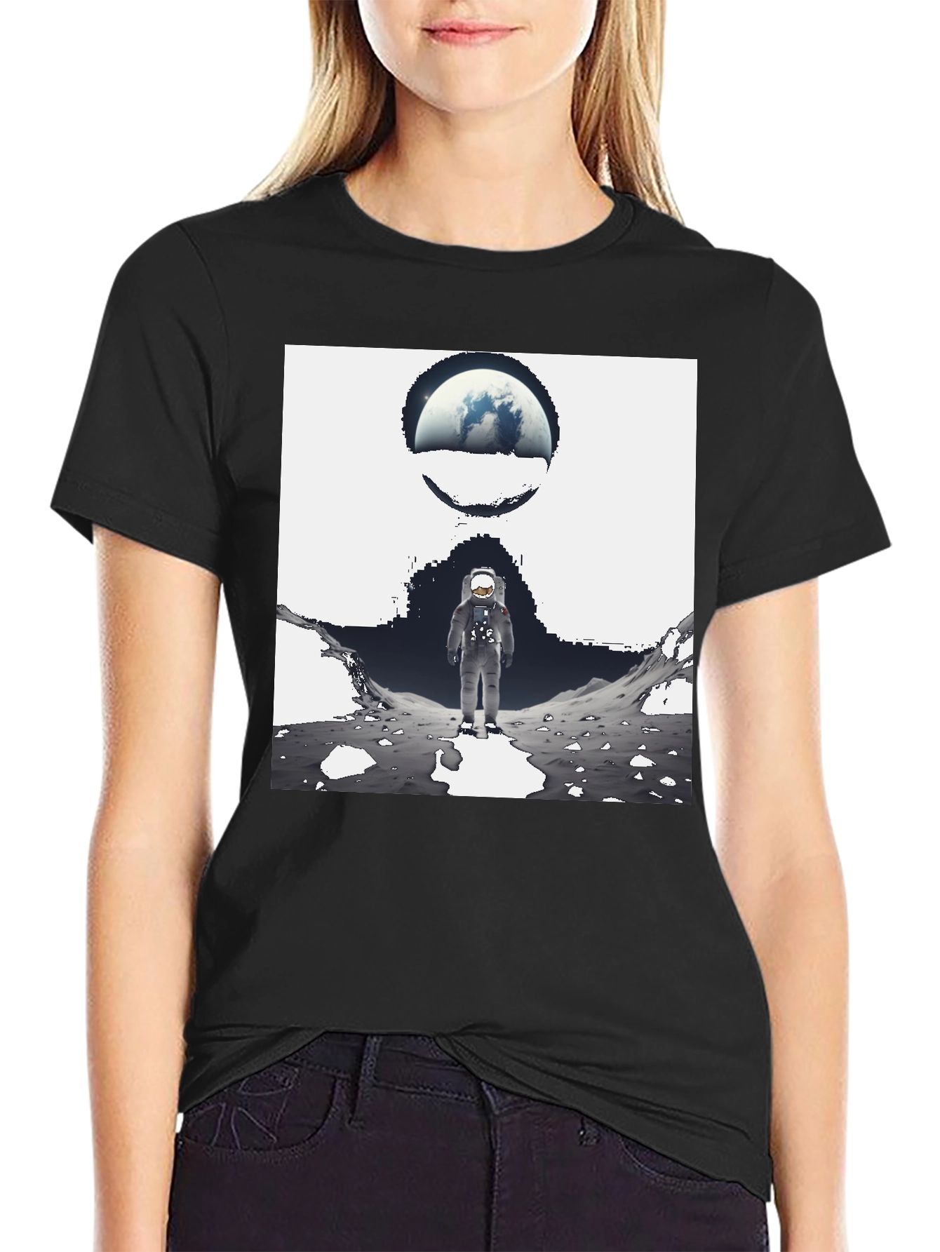 Astronaut Graphic Black Tee - Space Exploration