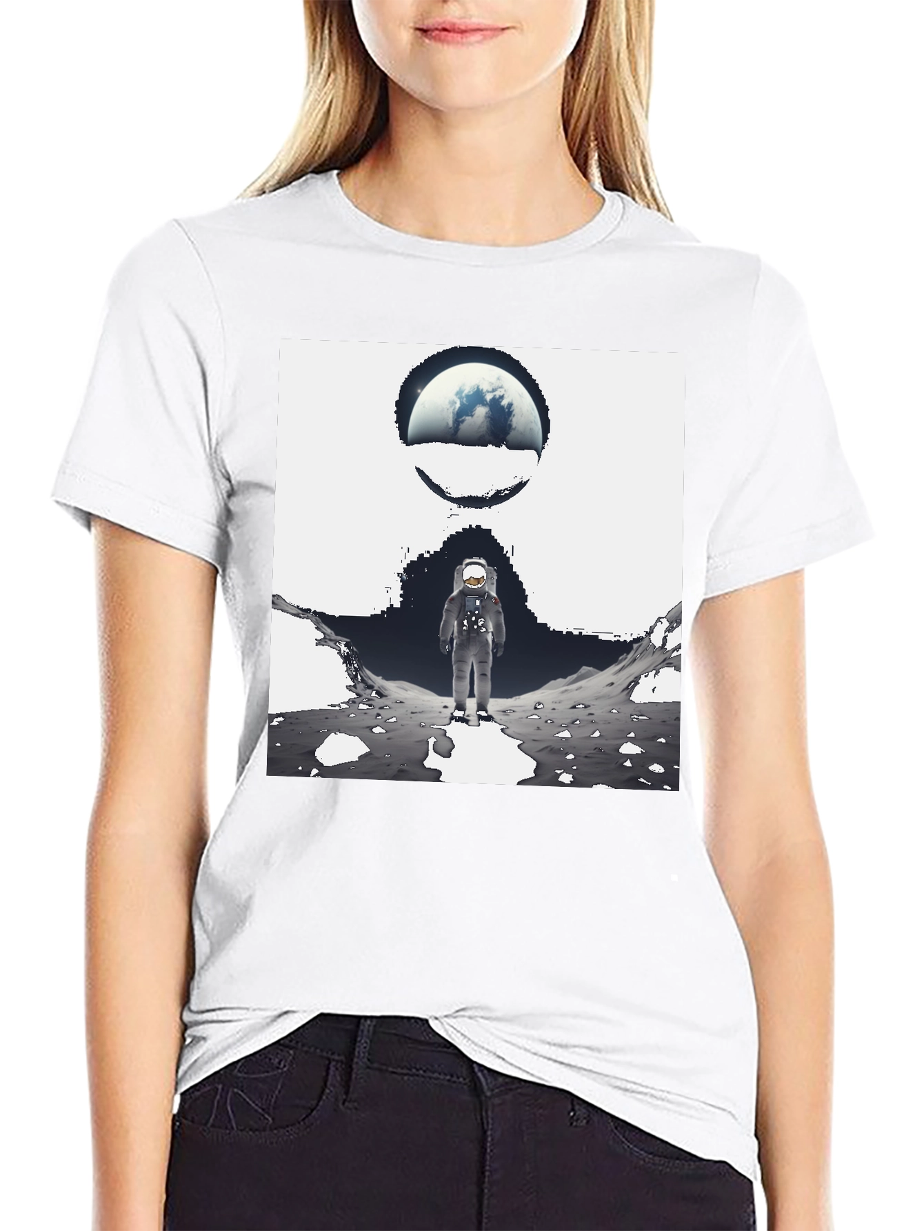 Astronaut Graphic Black Tee - Space Exploration