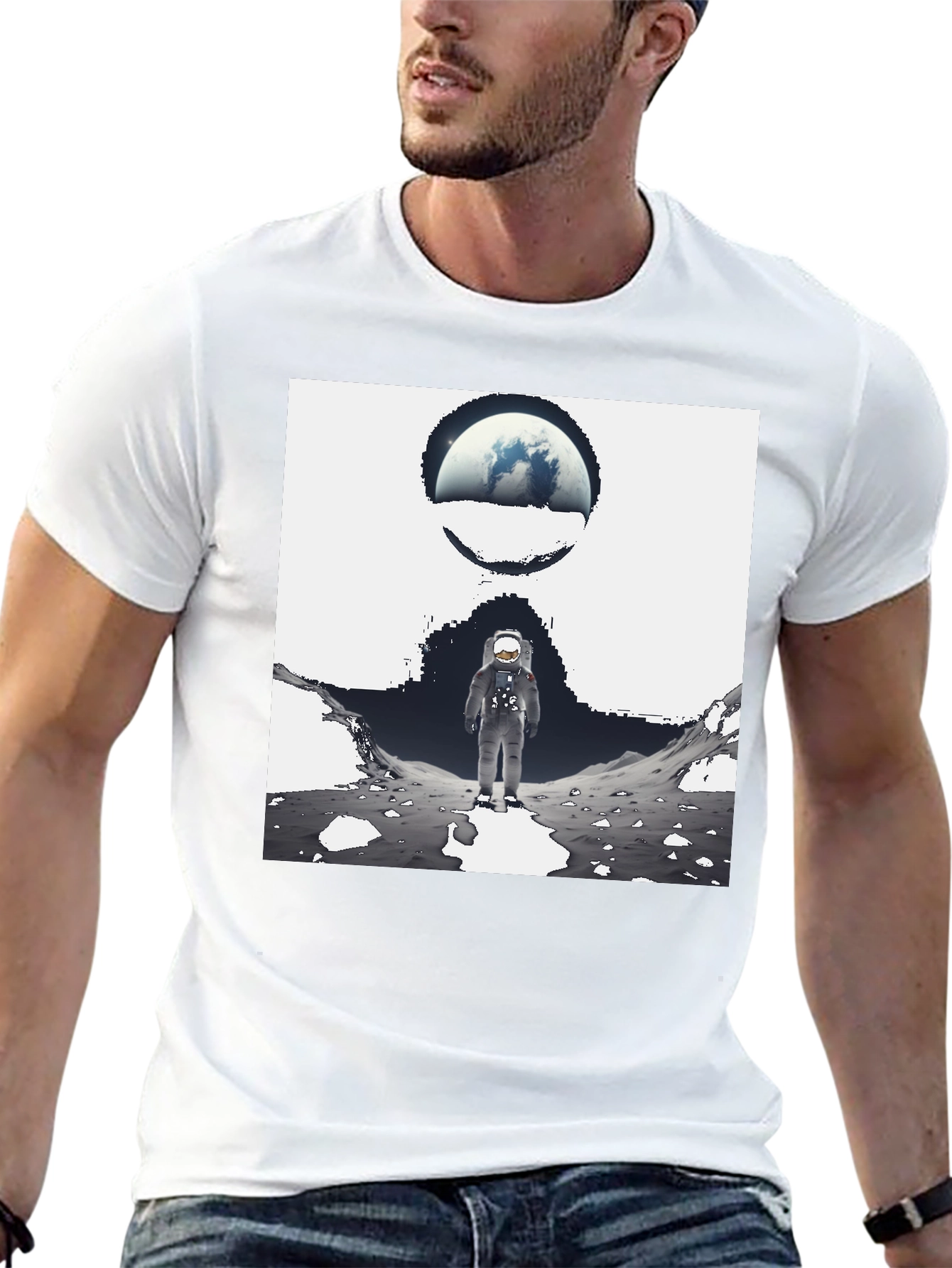 Astronaut Graphic Black Tee - Space Exploration