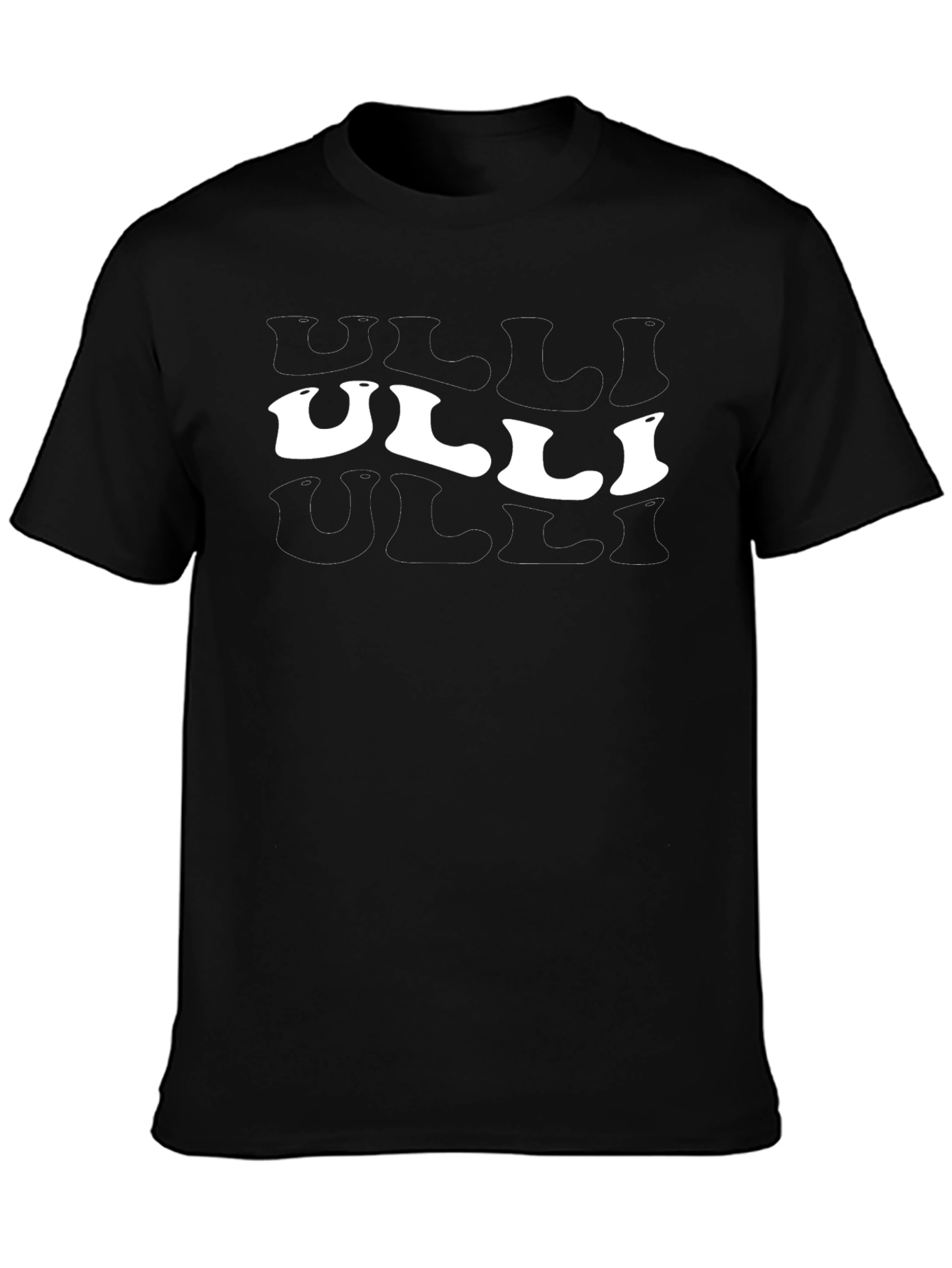 Ulli Graphic Print Black Crew Neck Tee