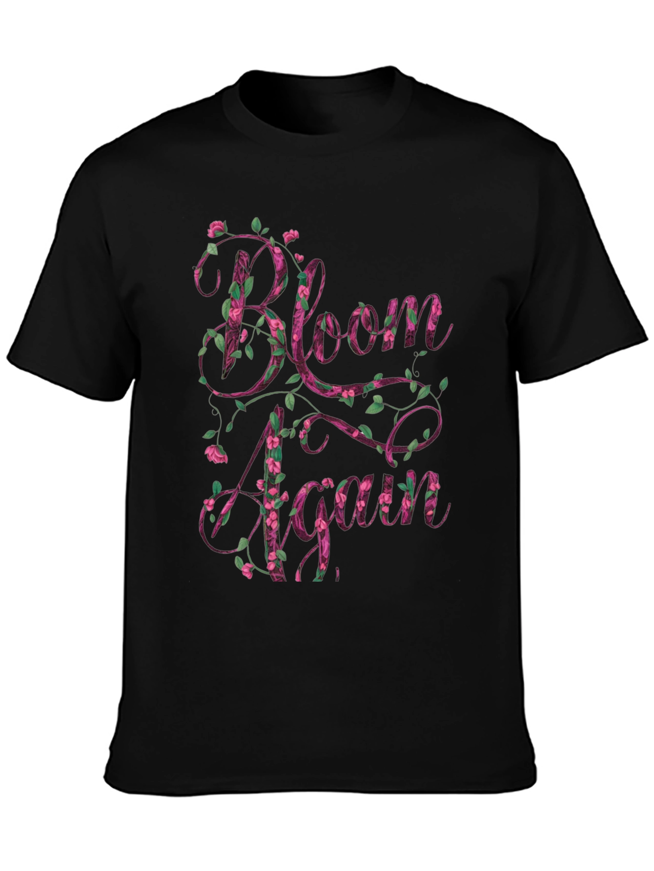Bloom Again Floral Graphic T-Shirt - Black