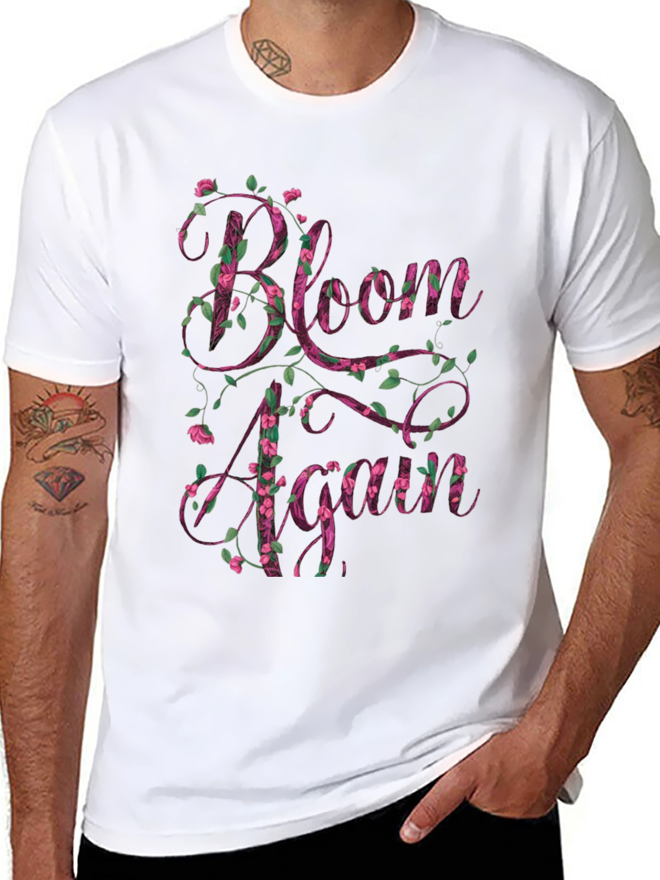 Bloom Again Floral Graphic T-Shirt - Black