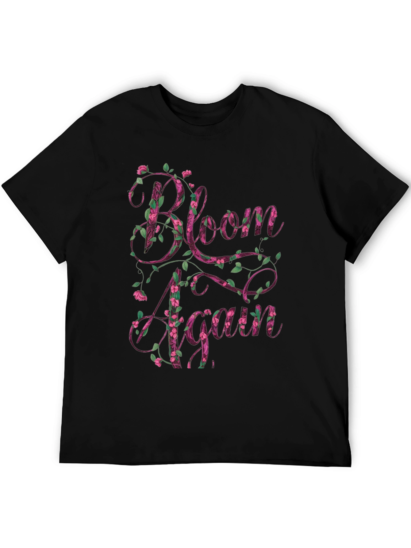 Bloom Again Floral Graphic T-Shirt - Black