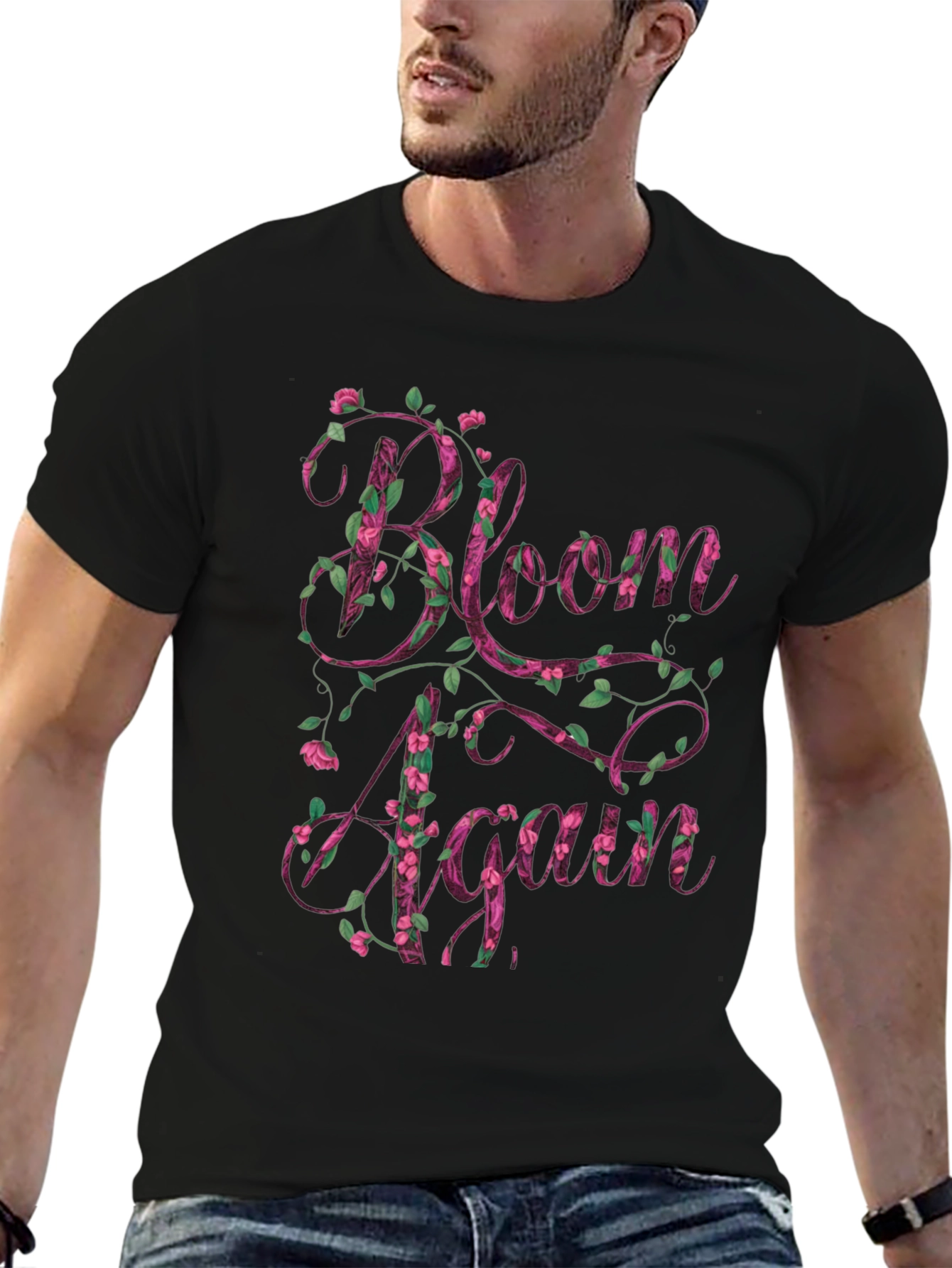 Bloom Again Floral Graphic T-Shirt - Black