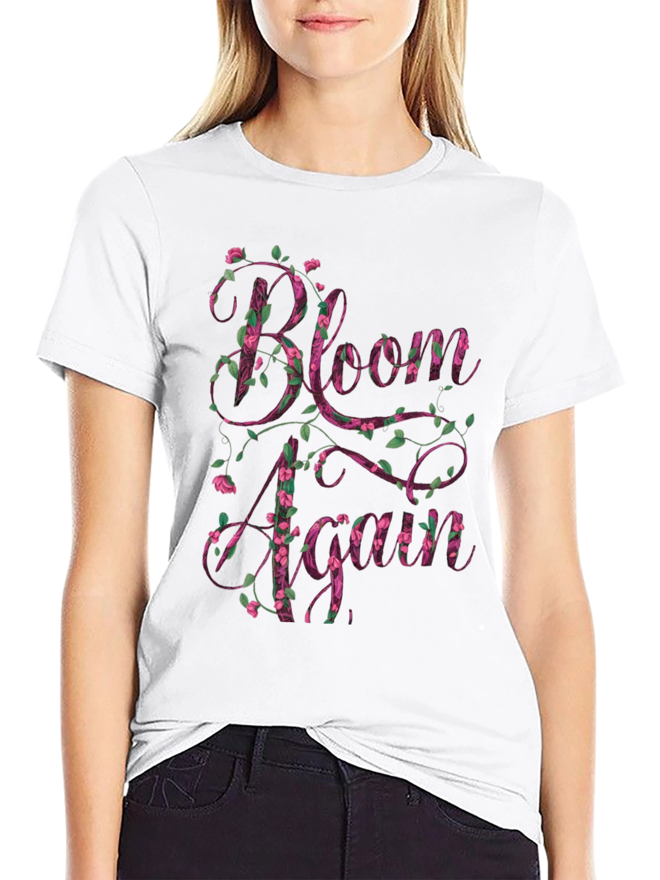 Bloom Again Floral Graphic T-Shirt - Black