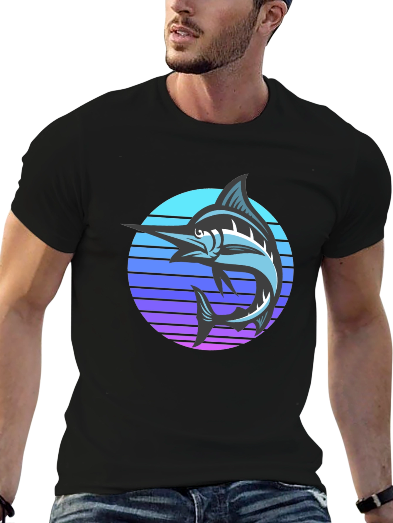 Retro Marlin T-Shirt - Black
