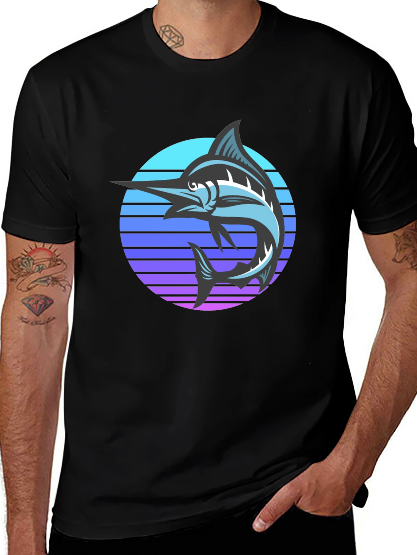 Retro Marlin T-Shirt - Black