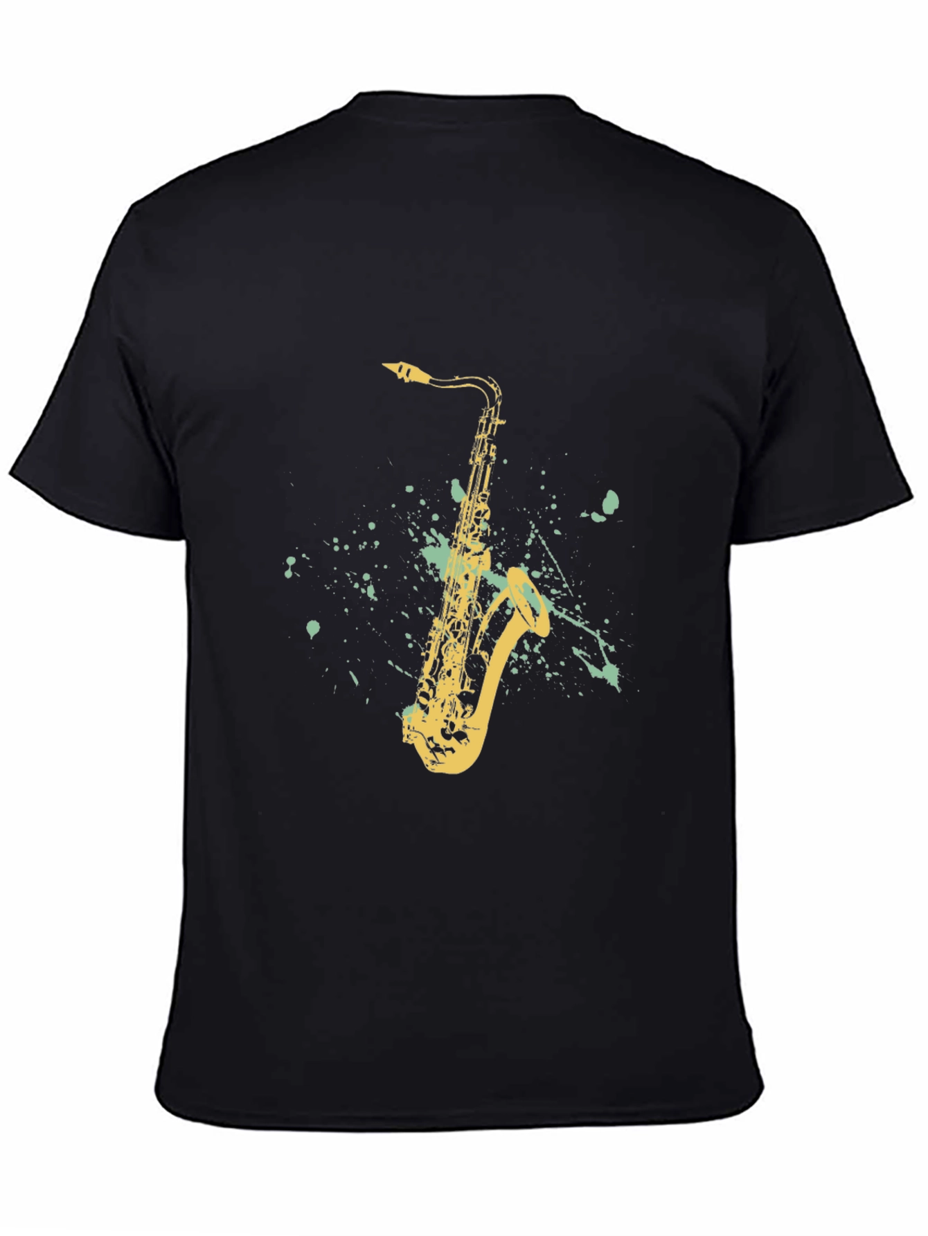Saxophone Graphic T-Shirt - Black Cotton Tee