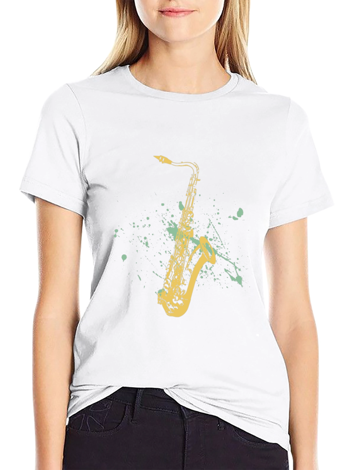 Saxophone Graphic T-Shirt - Black Cotton Tee