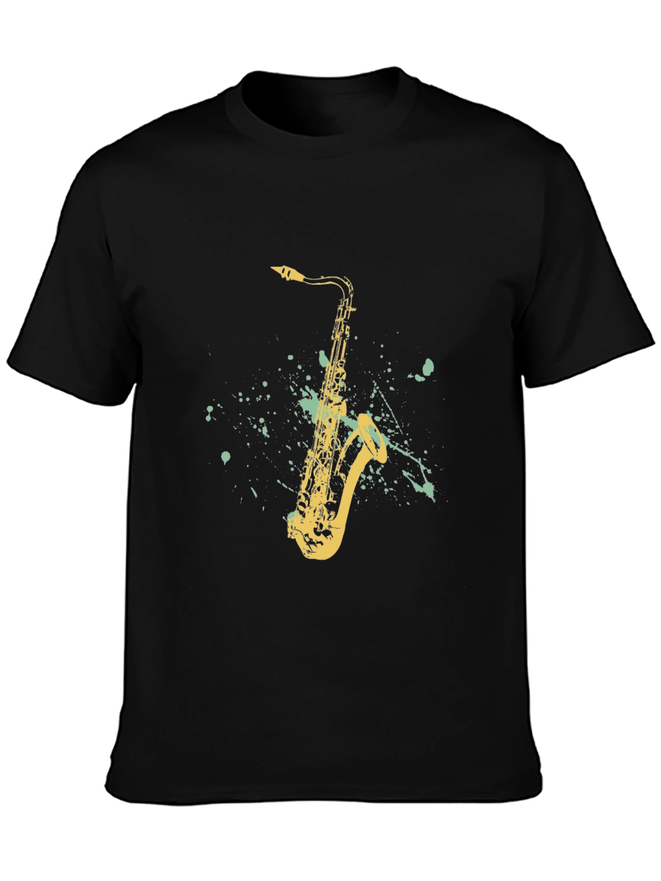 Saxophone Graphic T-Shirt - Black Cotton Tee
