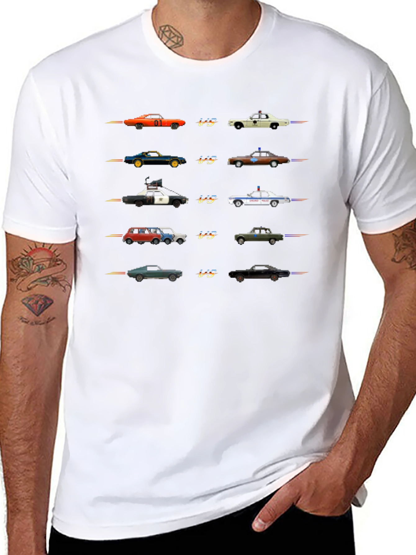 Retro 8-Bit Car Chase T-Shirt