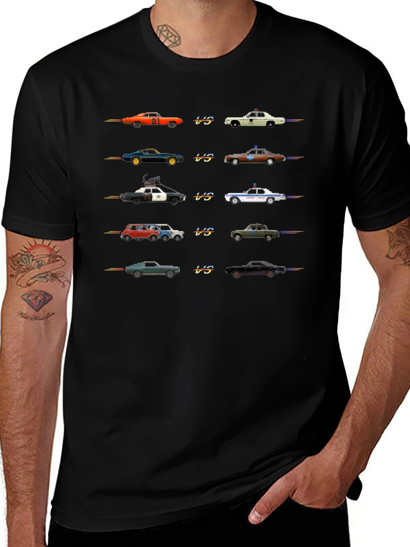 Retro 8-Bit Car Chase T-Shirt