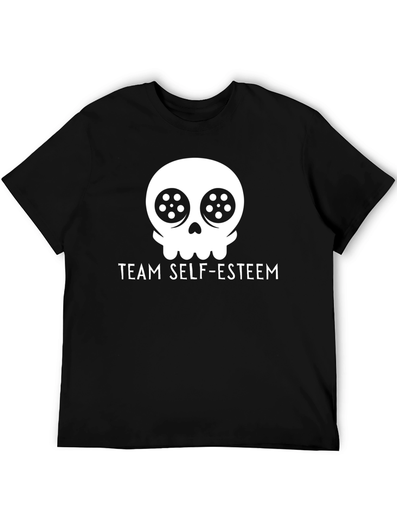 Team Self-Esteem Skull Graphic Tee - Black Cotton T-Shirt