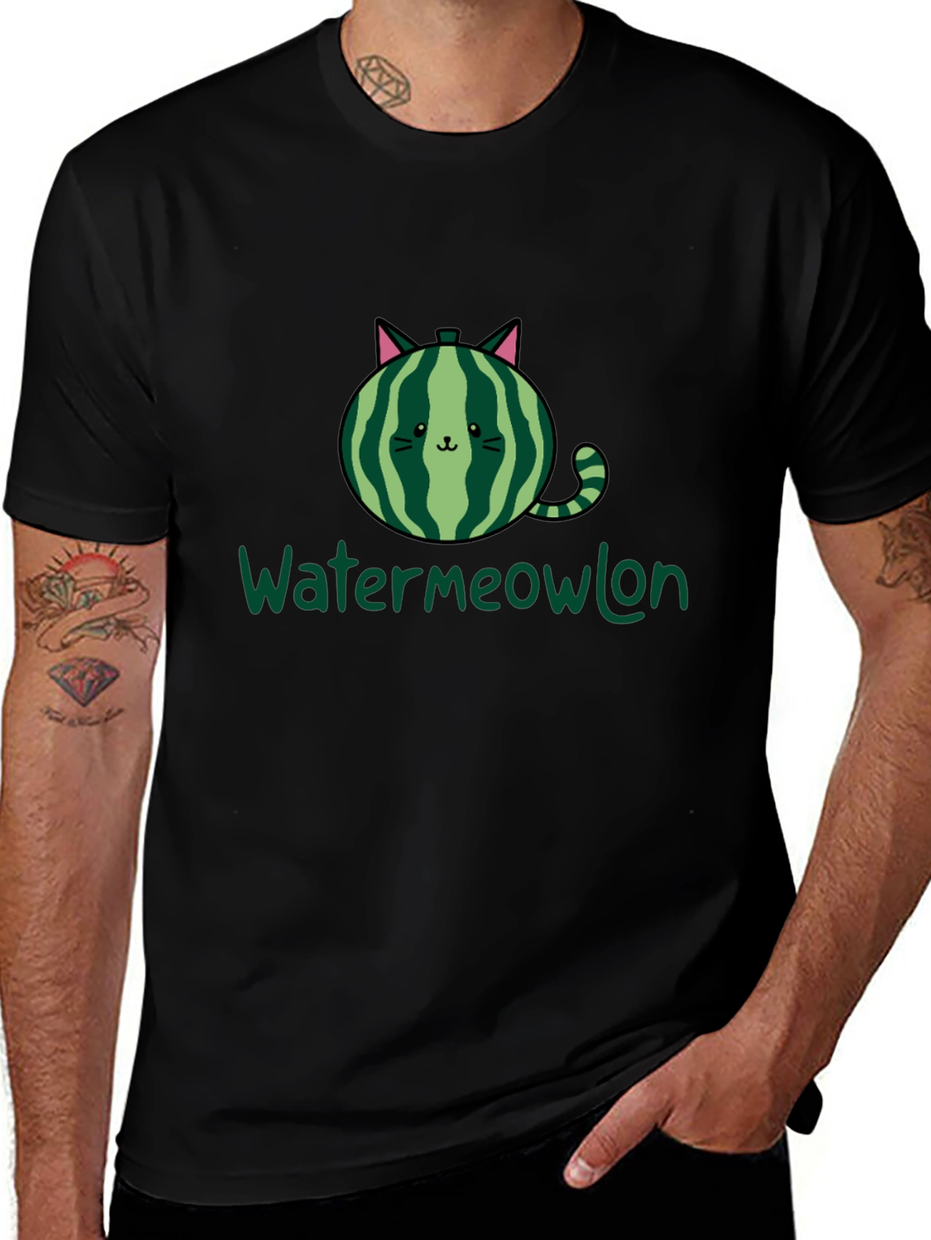Watermeowlon Cat Watermelon Graphic T-Shirt