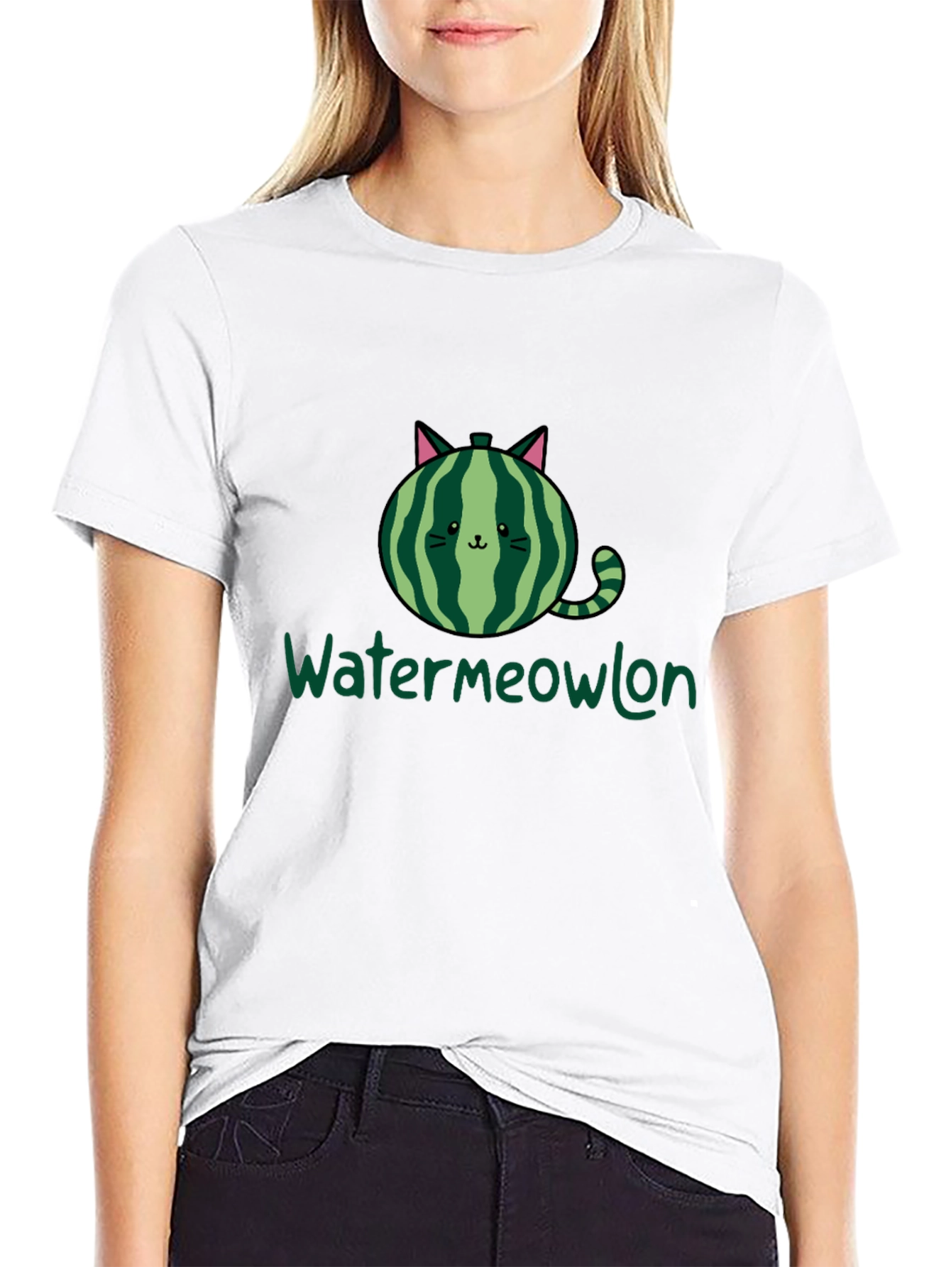 Watermeowlon Cat Watermelon Graphic T-Shirt
