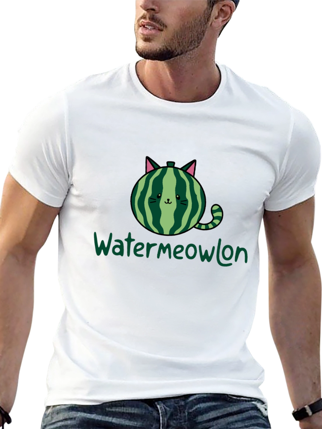 Watermeowlon Cat Watermelon Graphic T-Shirt