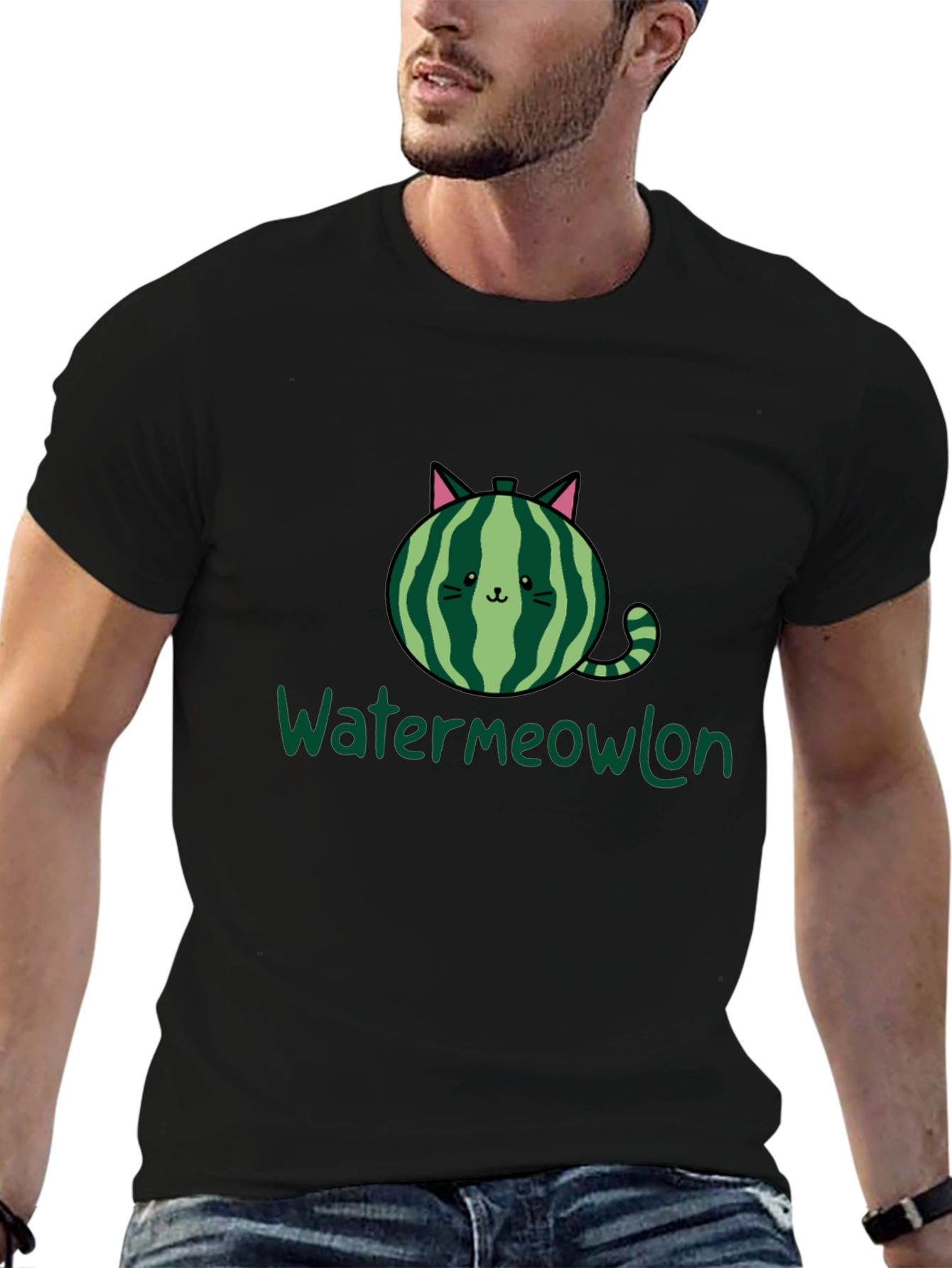 Watermeowlon Cat Watermelon Graphic T-Shirt