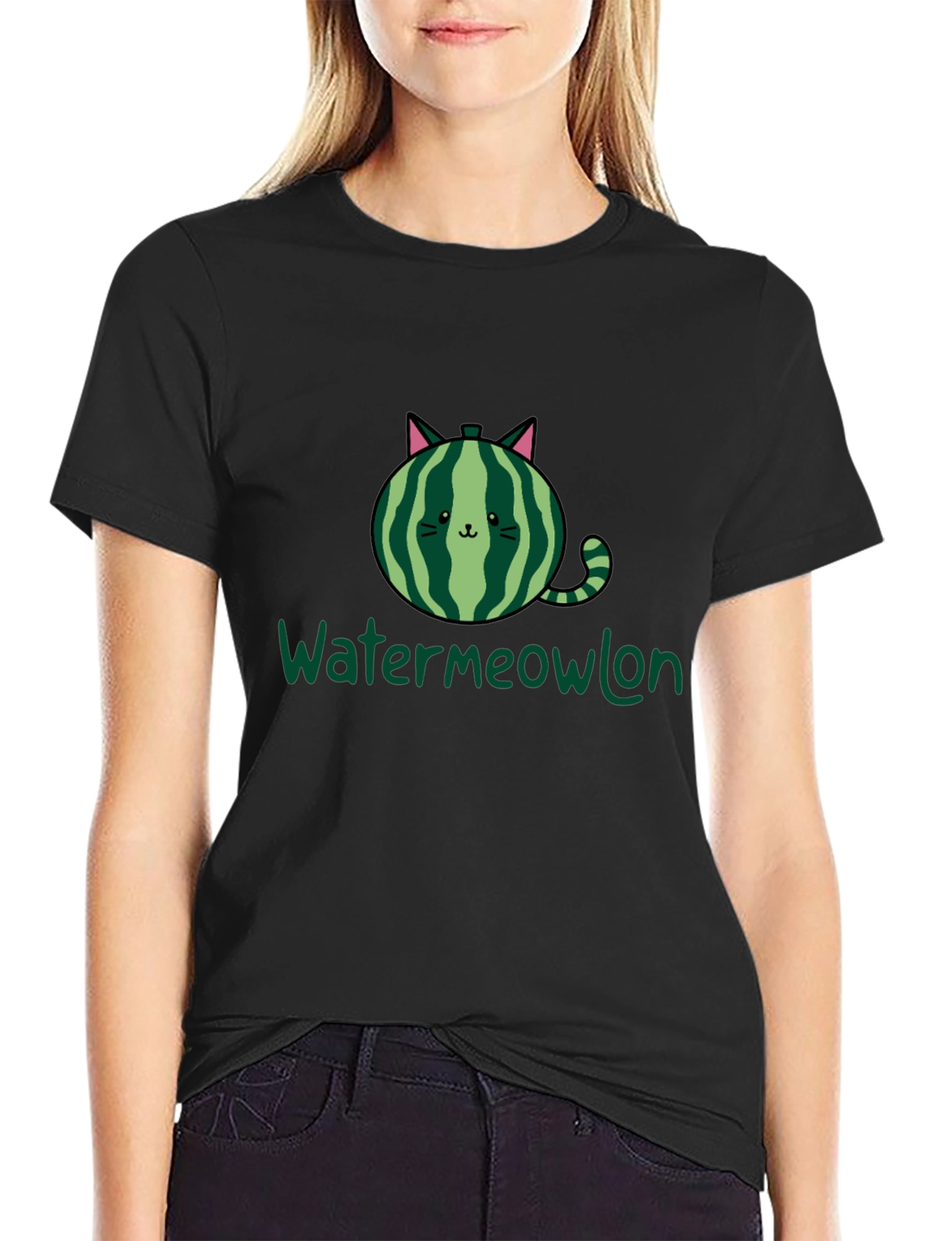 Watermeowlon Cat Watermelon Graphic T-Shirt
