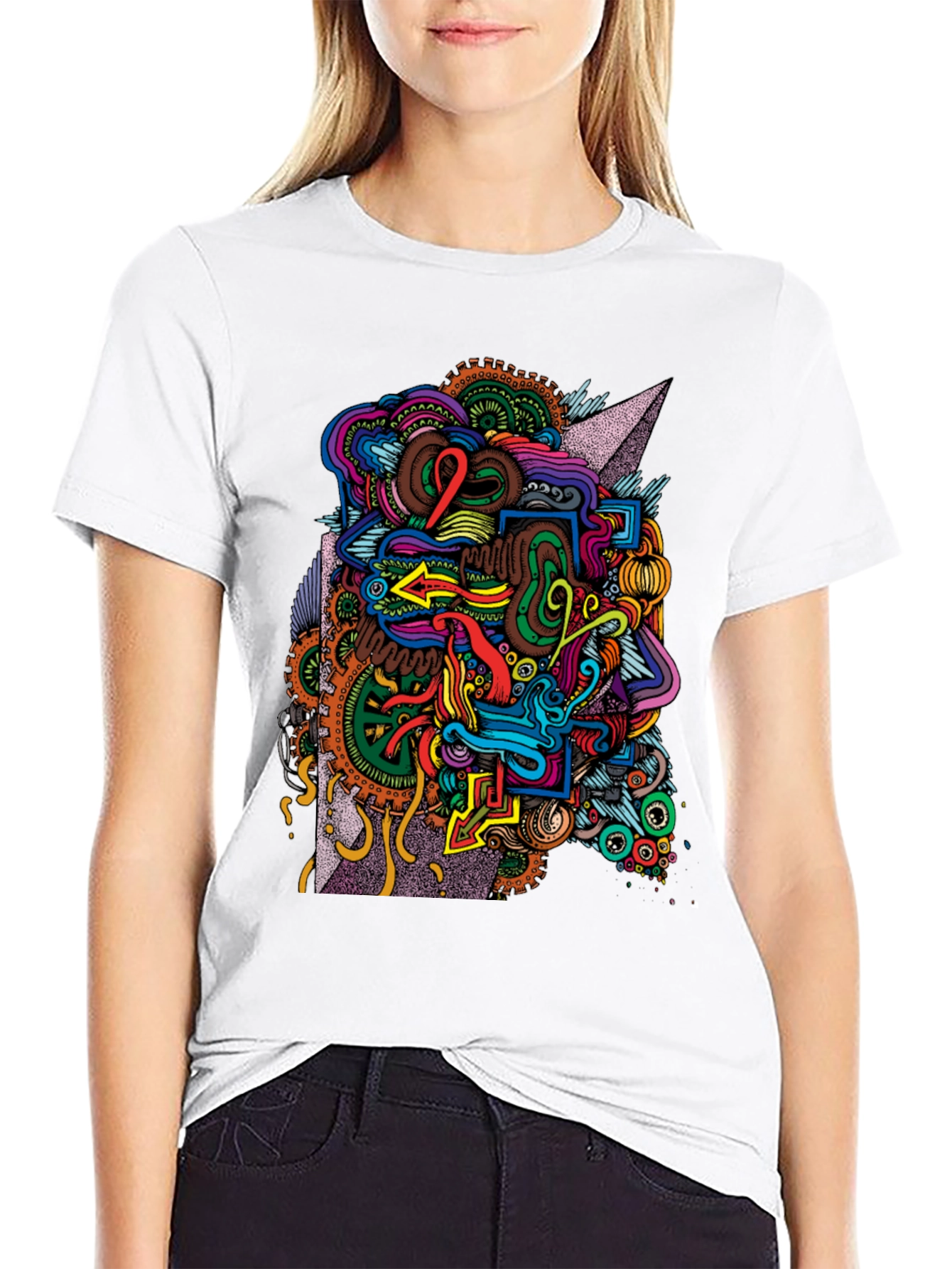 Abstract Graphic Print Black T-Shirt