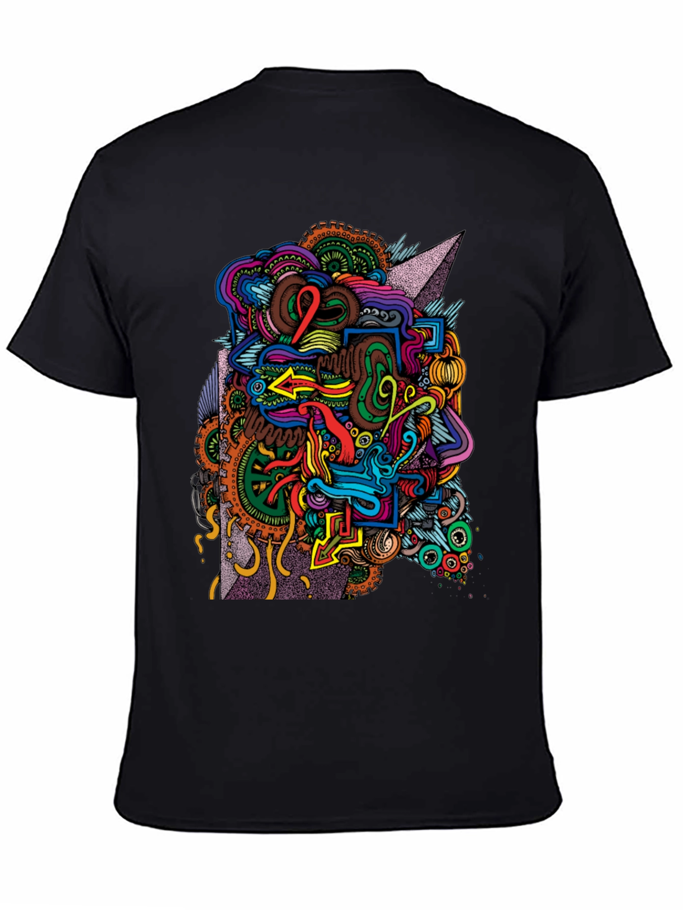 Abstract Graphic Print Black T-Shirt