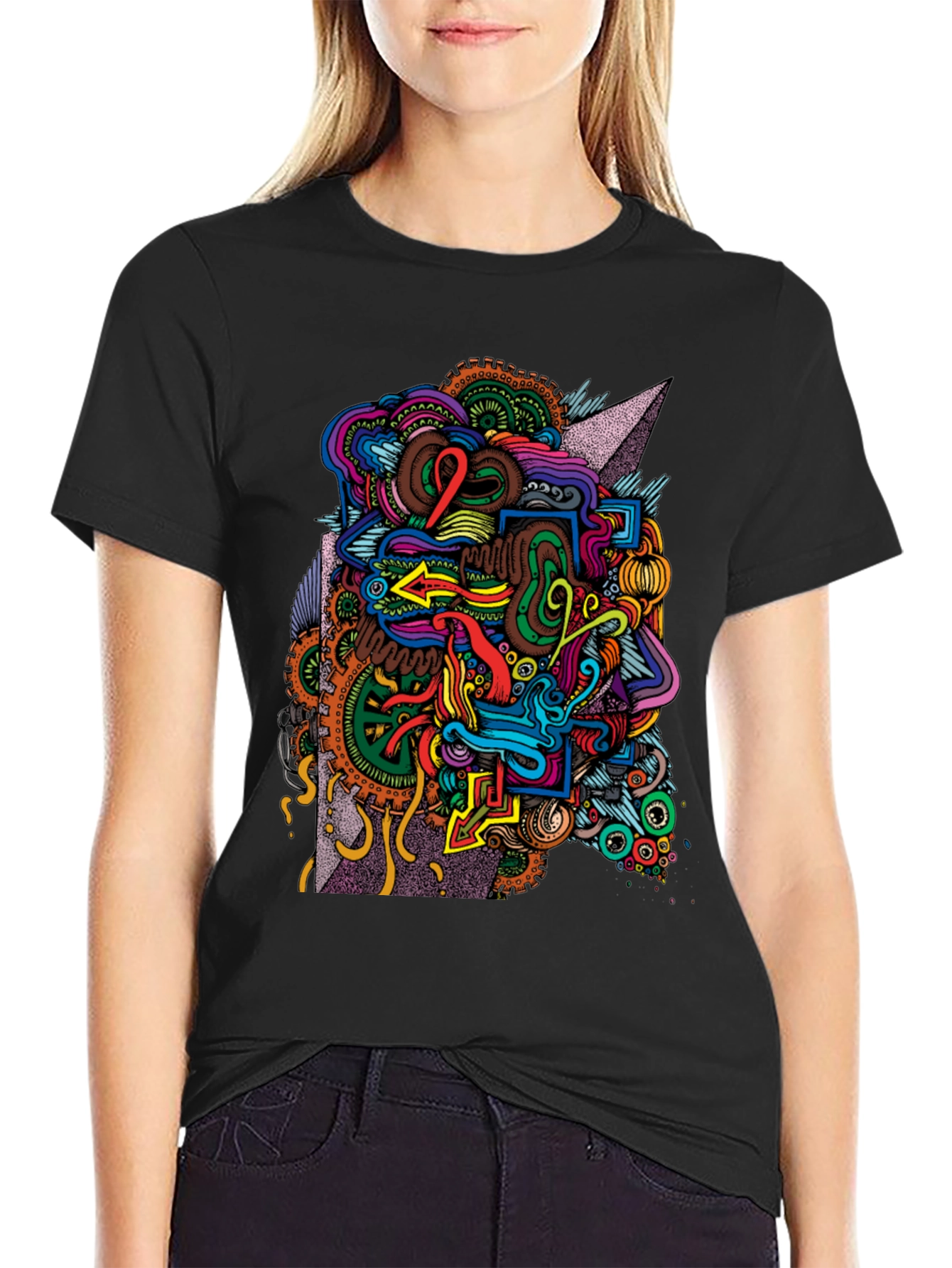 Abstract Graphic Print Black T-Shirt