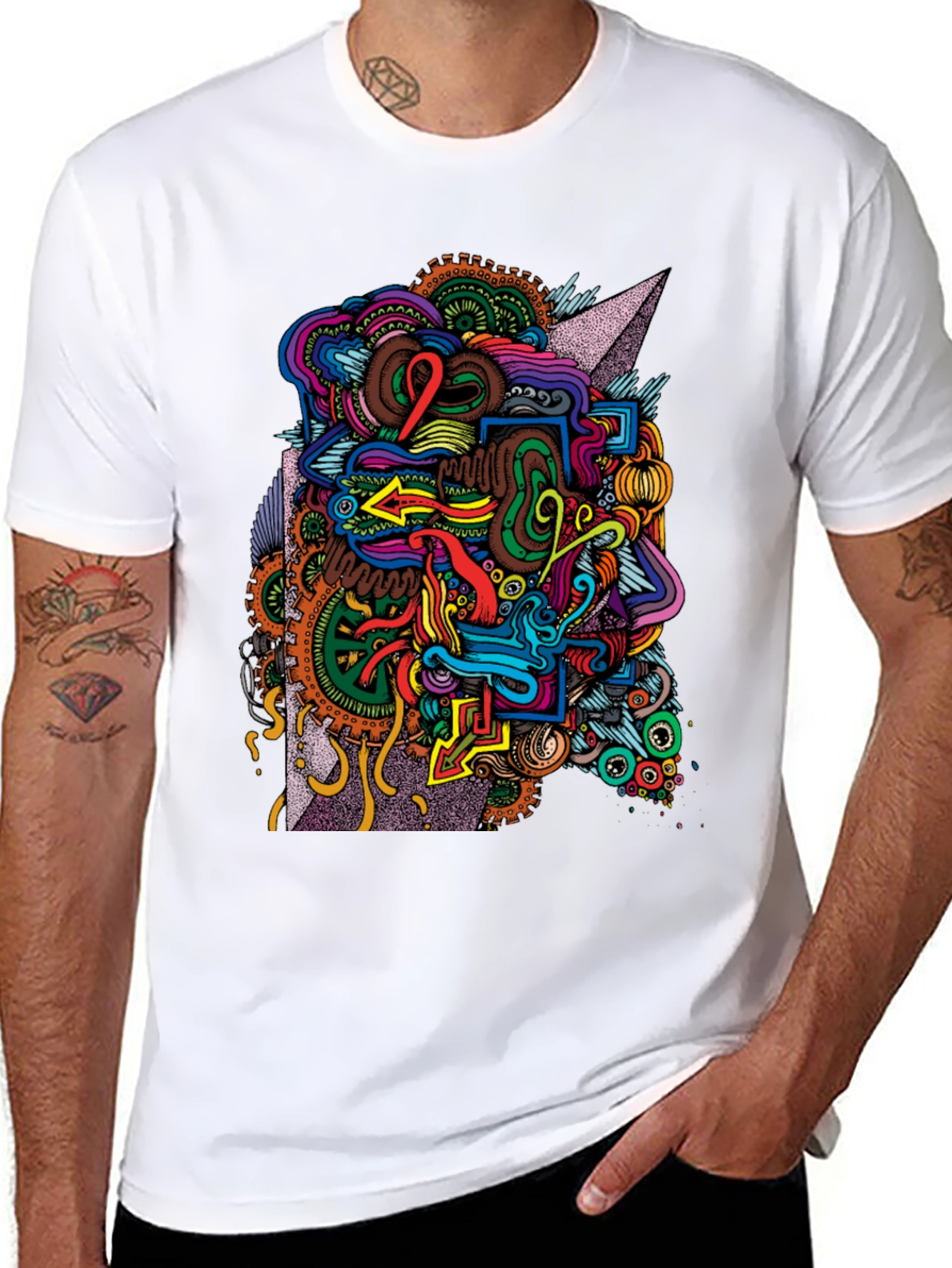 Abstract Graphic Print Black T-Shirt