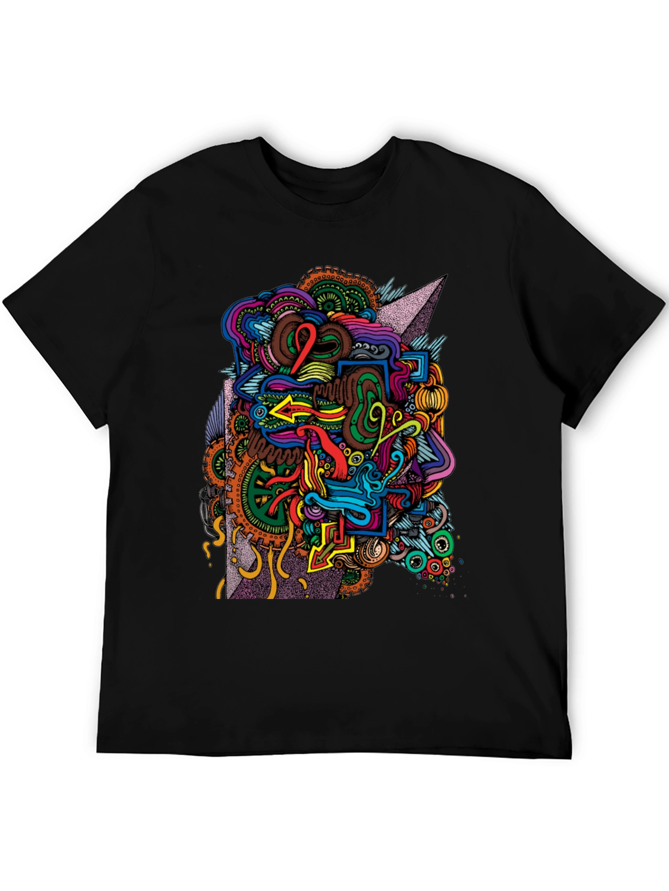 Abstract Graphic Print Black T-Shirt