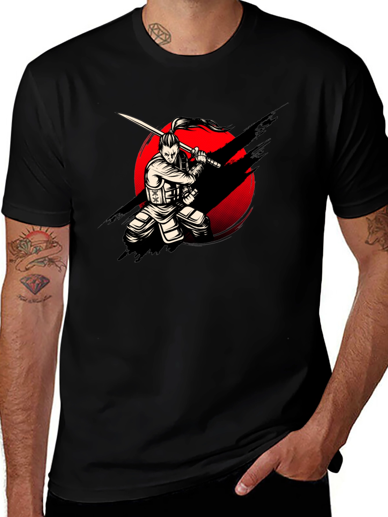 Samurai Warrior Graphic Print T-Shirt