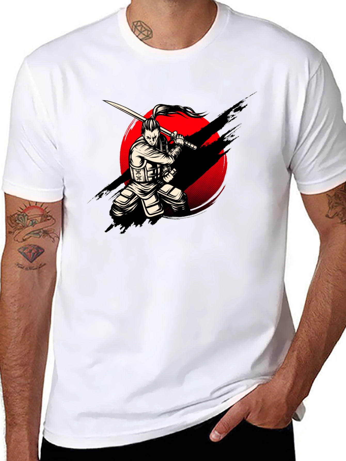 Samurai Warrior Graphic Print T-Shirt