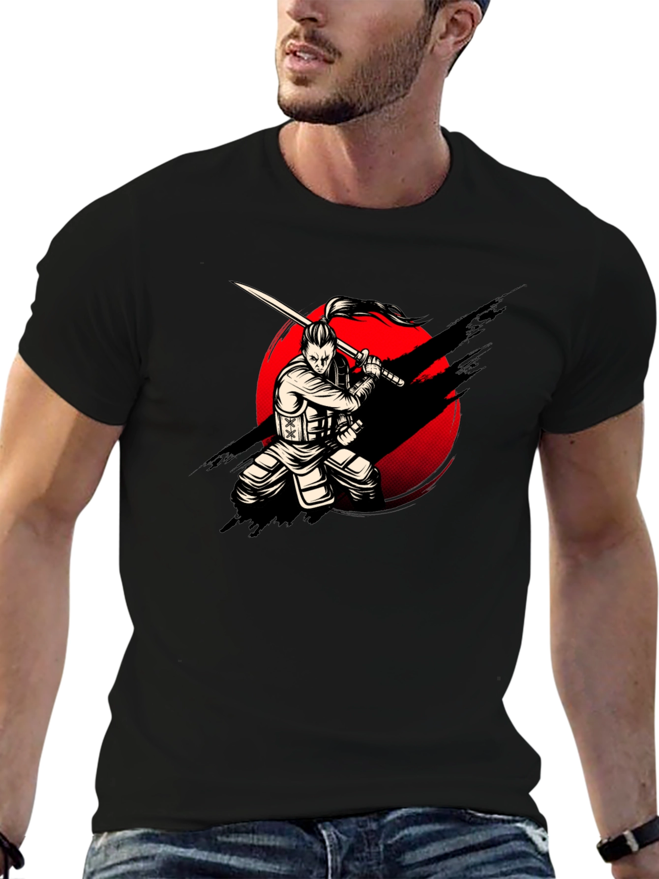 Samurai Warrior Graphic Print T-Shirt