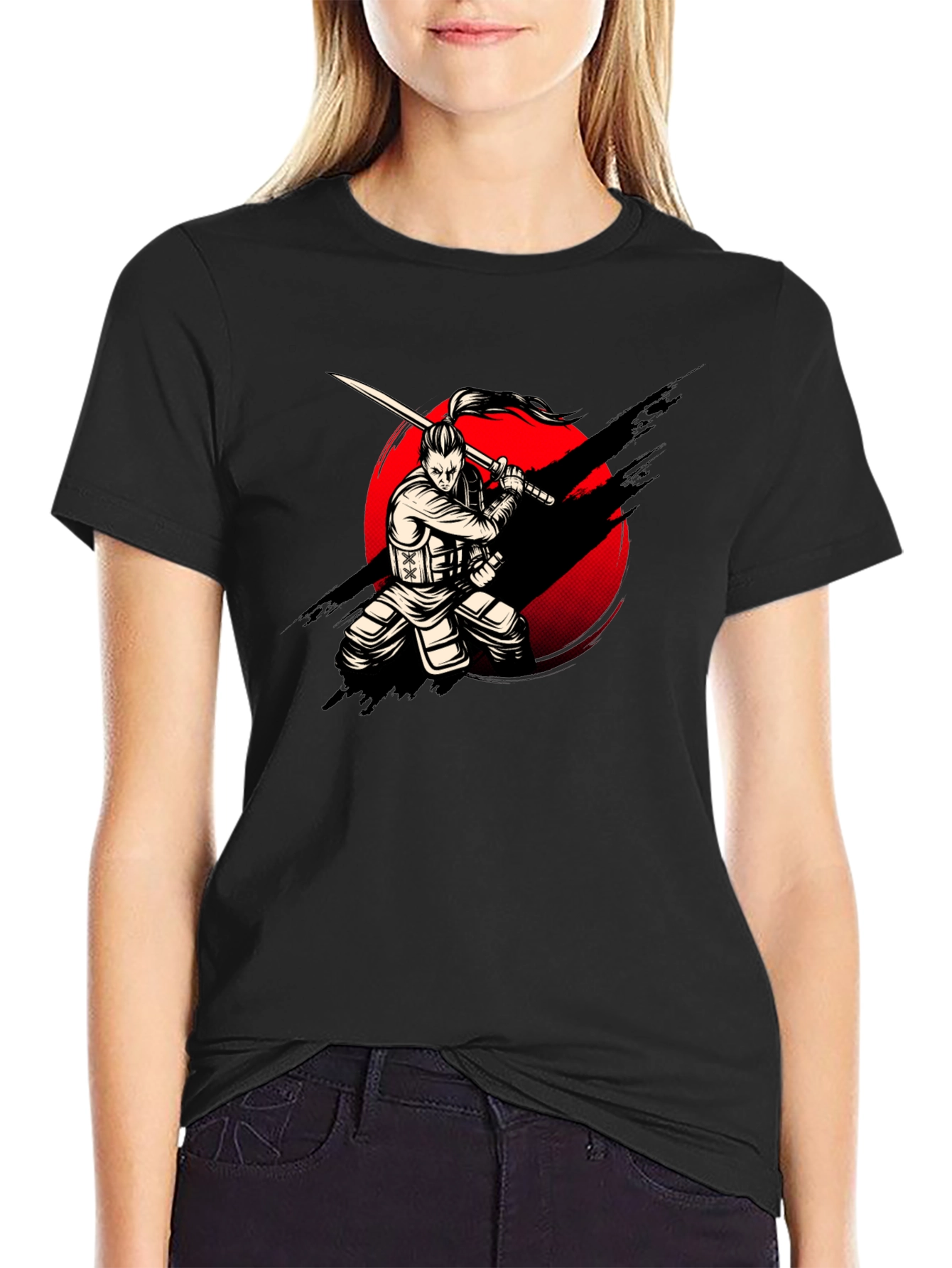 Samurai Warrior Graphic Print T-Shirt