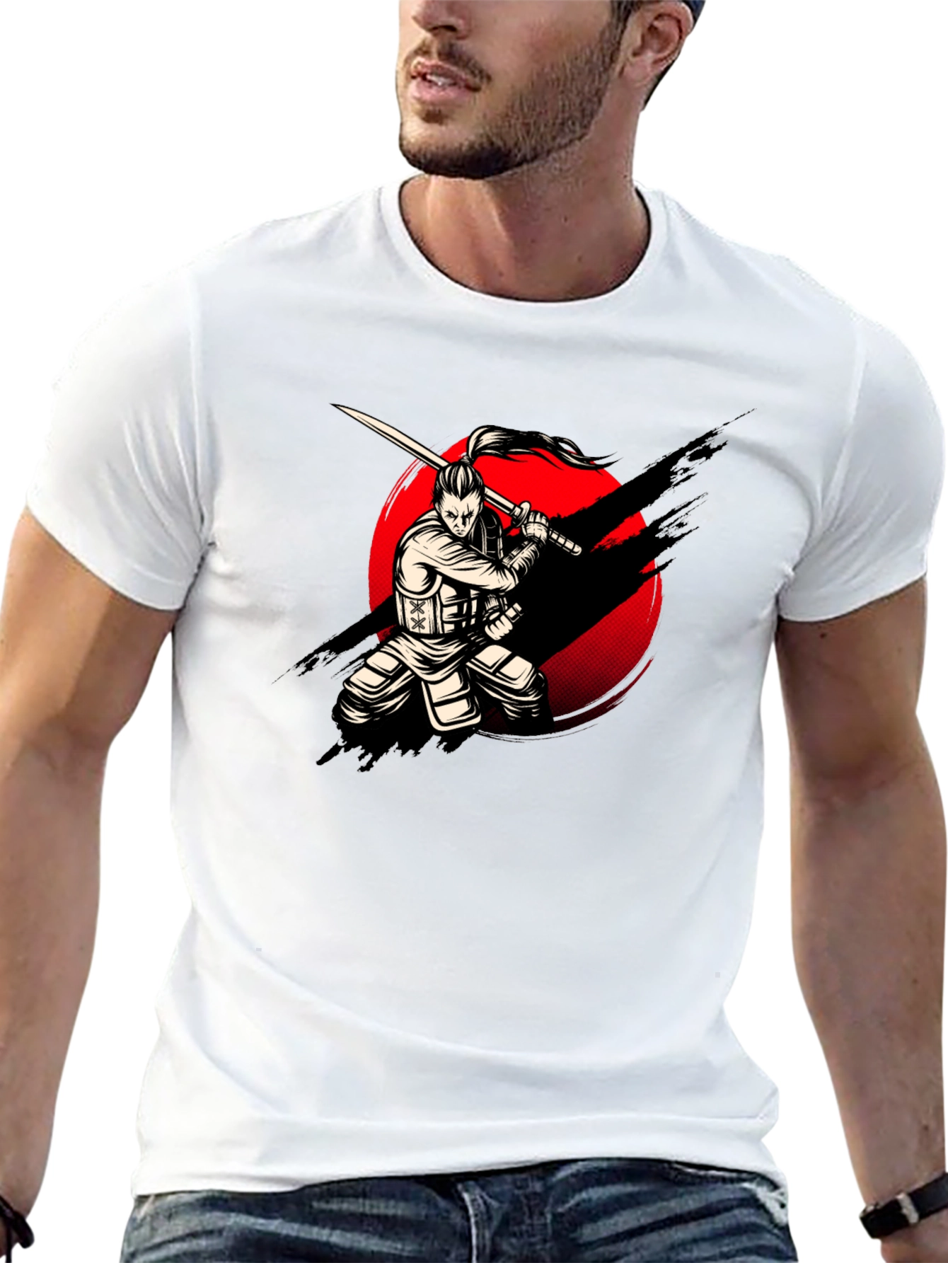 Samurai Warrior Graphic Print T-Shirt