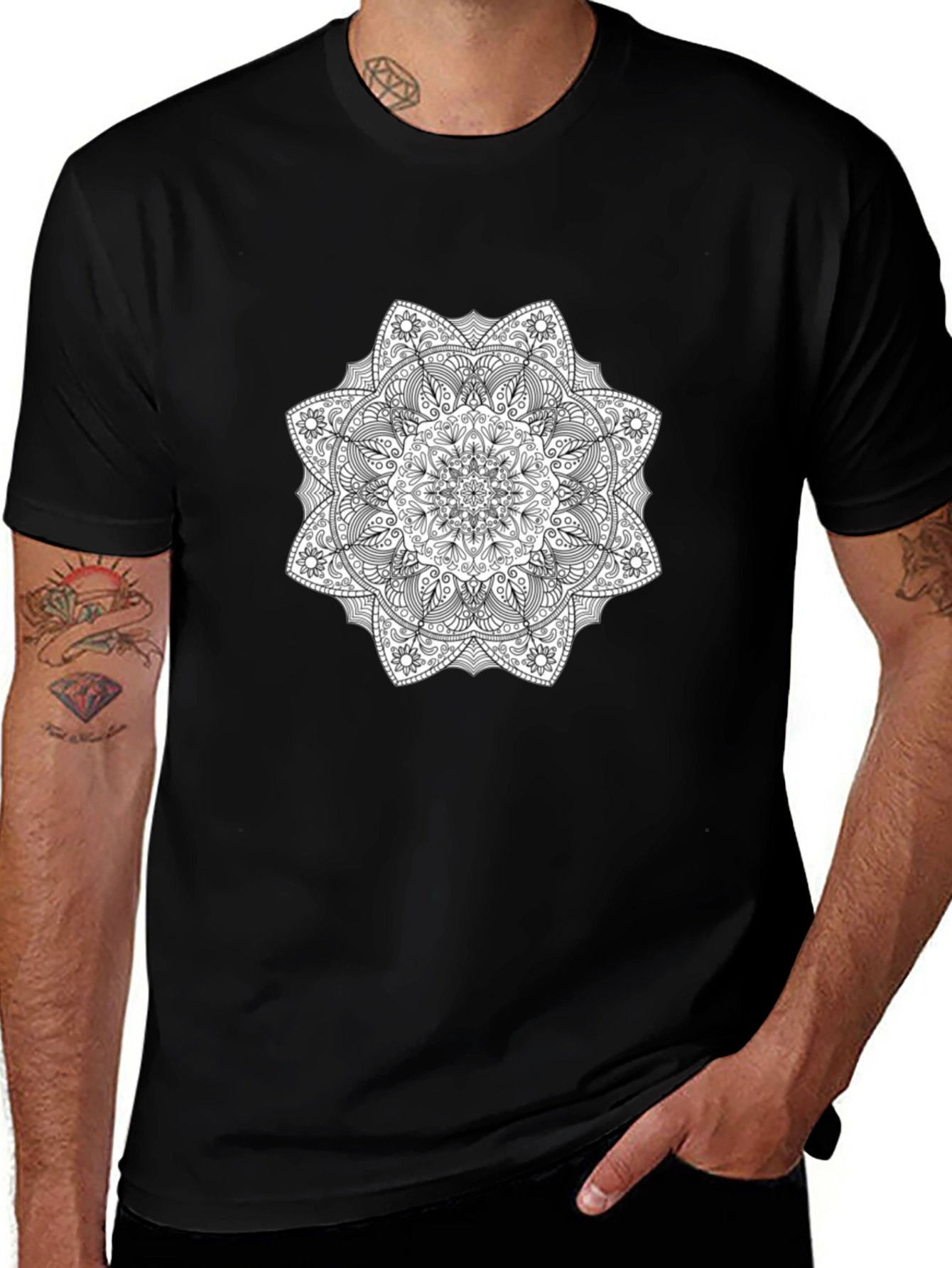 Black Mandala Graphic Tee - Stylish & Unique