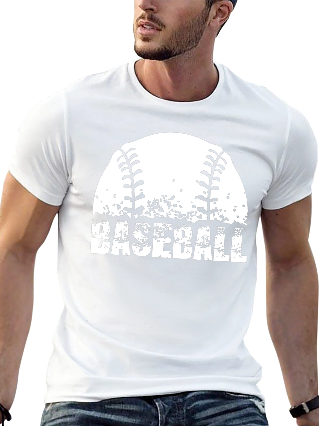 Baseball Graphic T-Shirt - Distressed Design