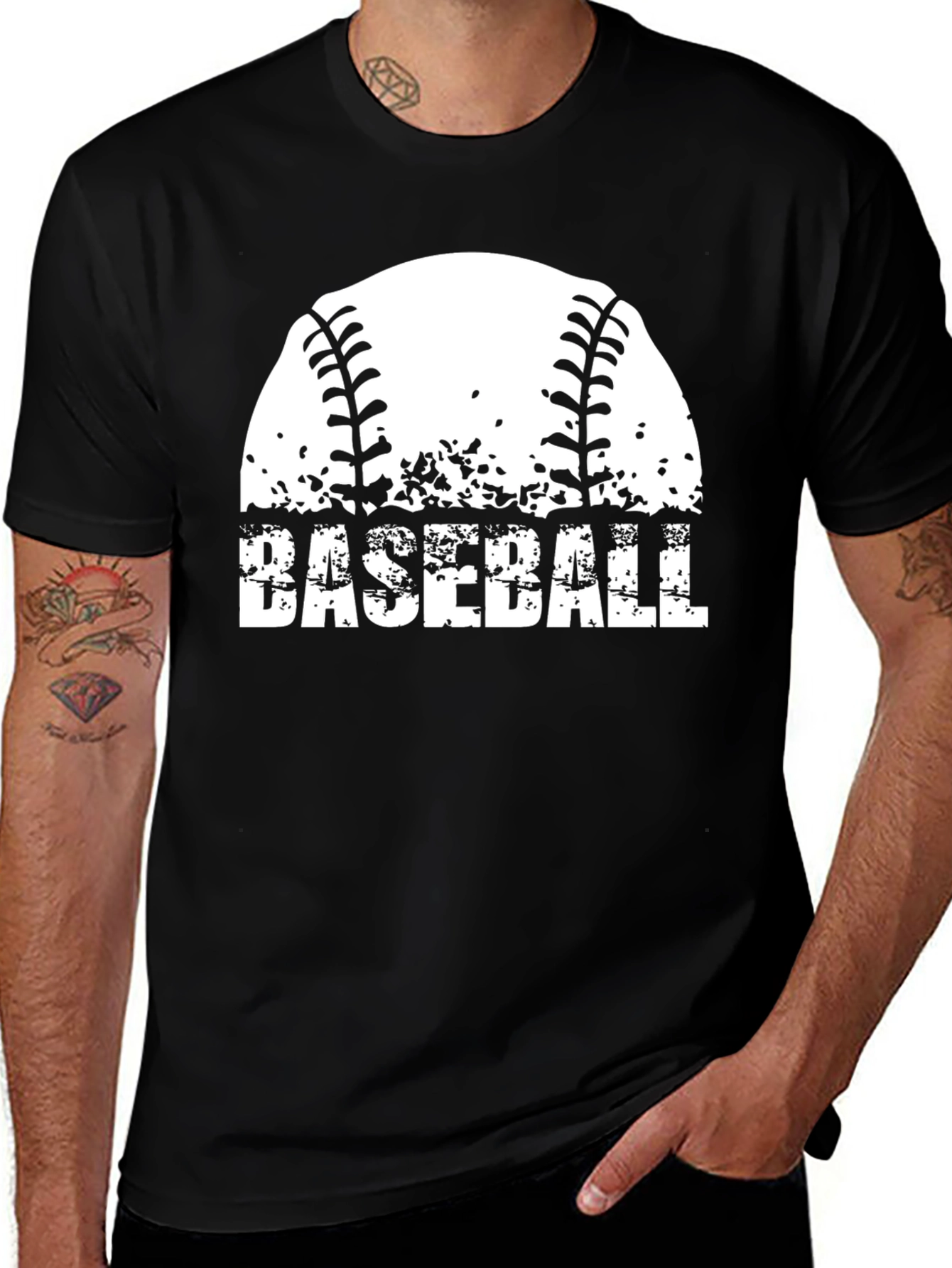 Baseball Graphic T-Shirt - Distressed Design