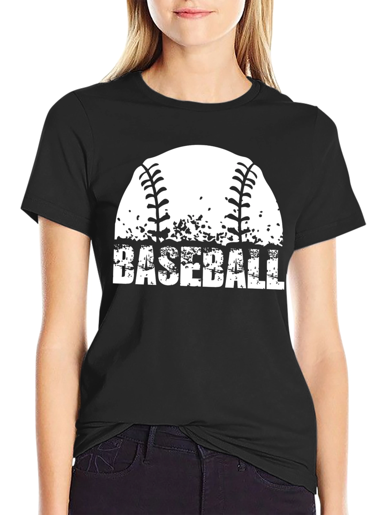 Baseball Graphic T-Shirt - Distressed Design