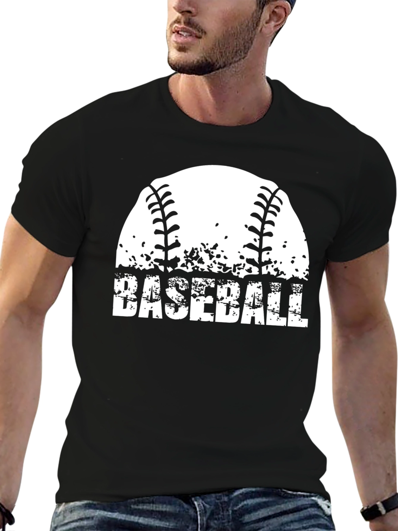 Baseball Graphic T-Shirt - Distressed Design