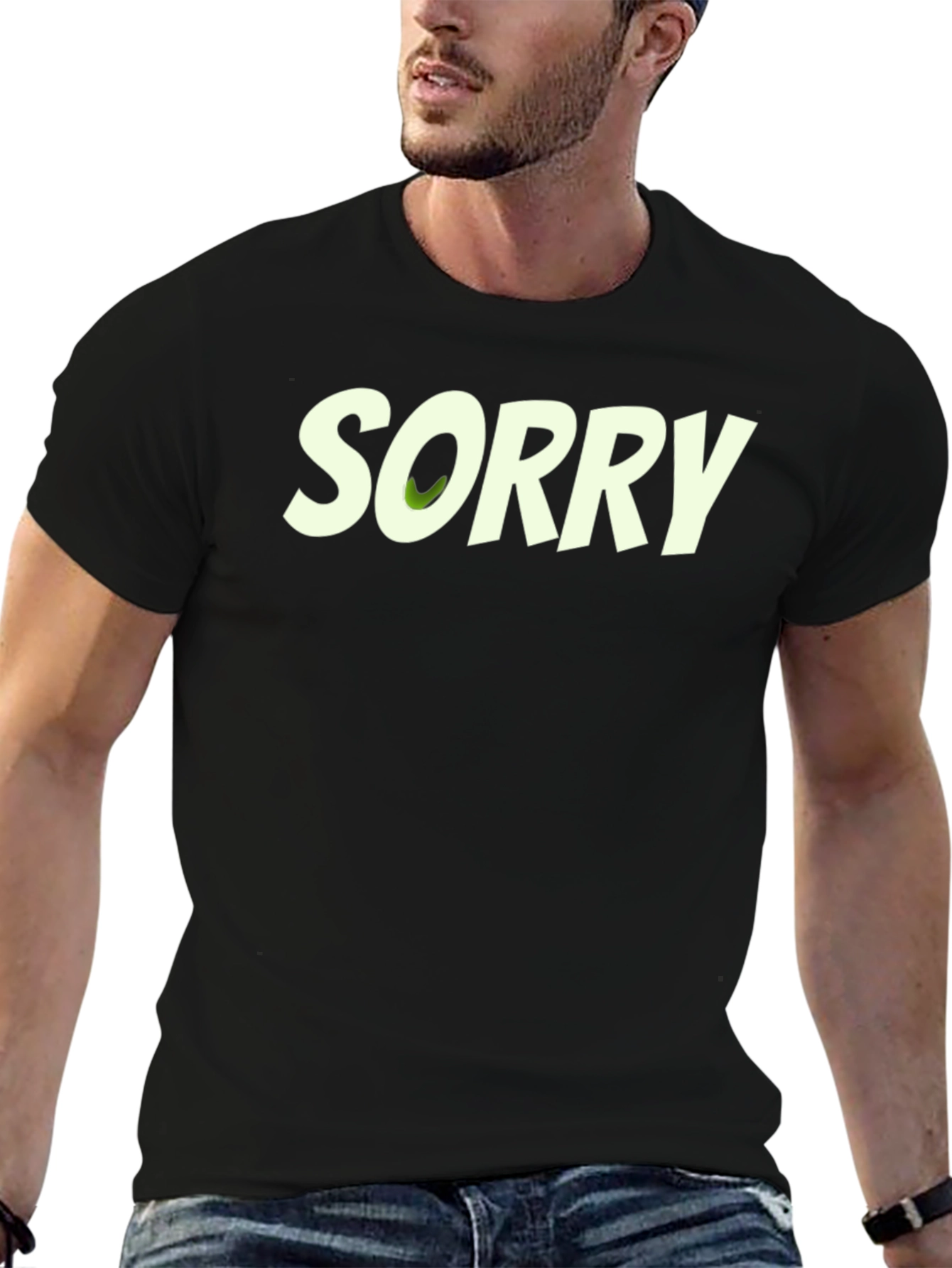 Sorry Graphic Print Black T-Shirt