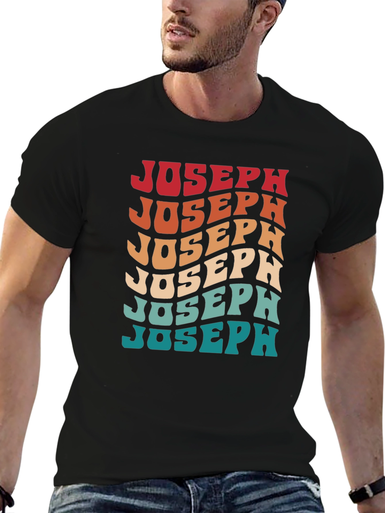 Retro Joseph Wavy Text Graphic T-Shirt