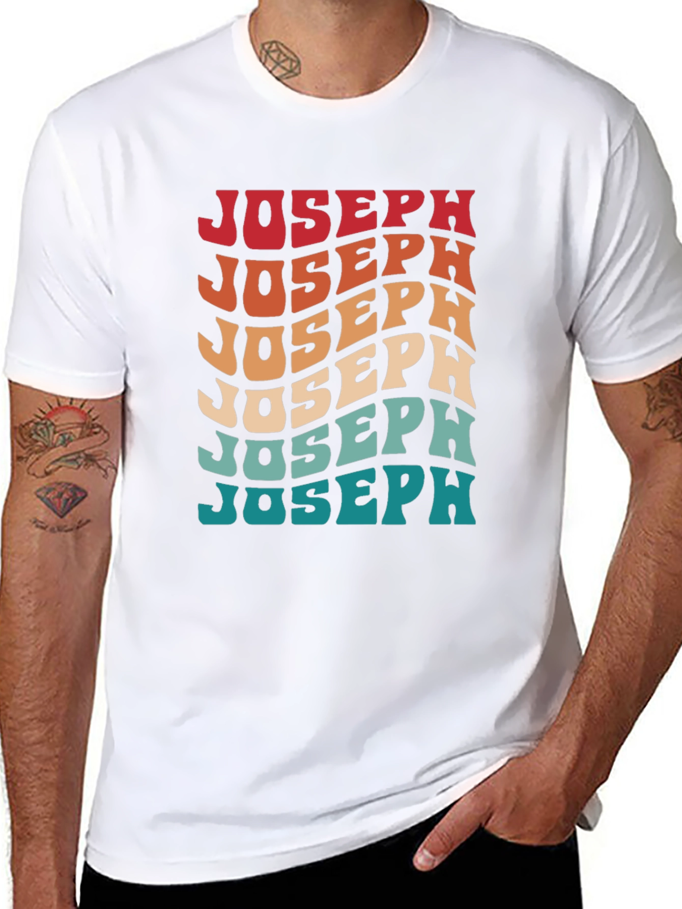Retro Joseph Wavy Text Graphic T-Shirt