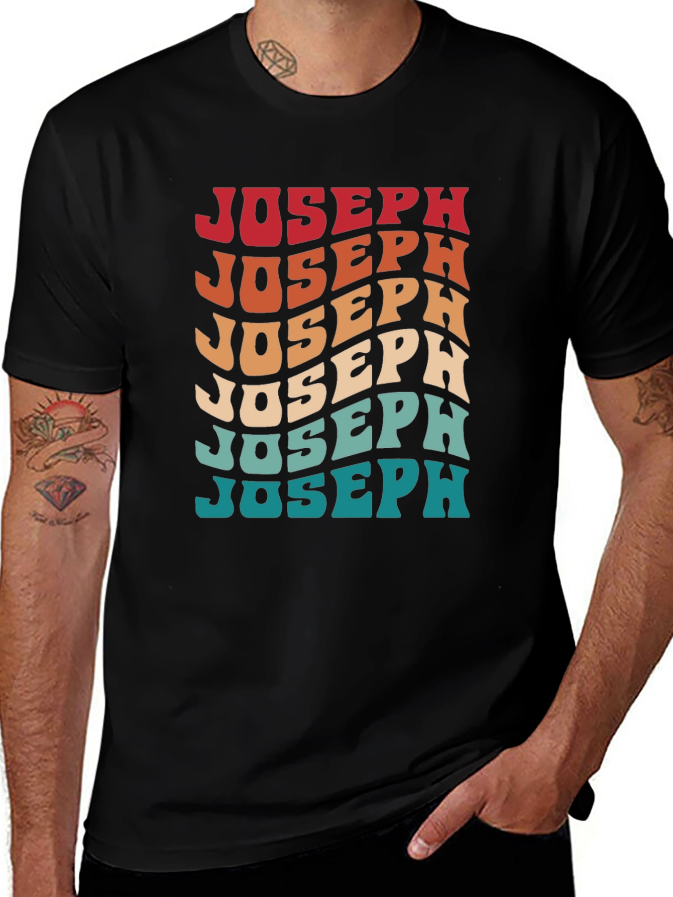Retro Joseph Wavy Text Graphic T-Shirt