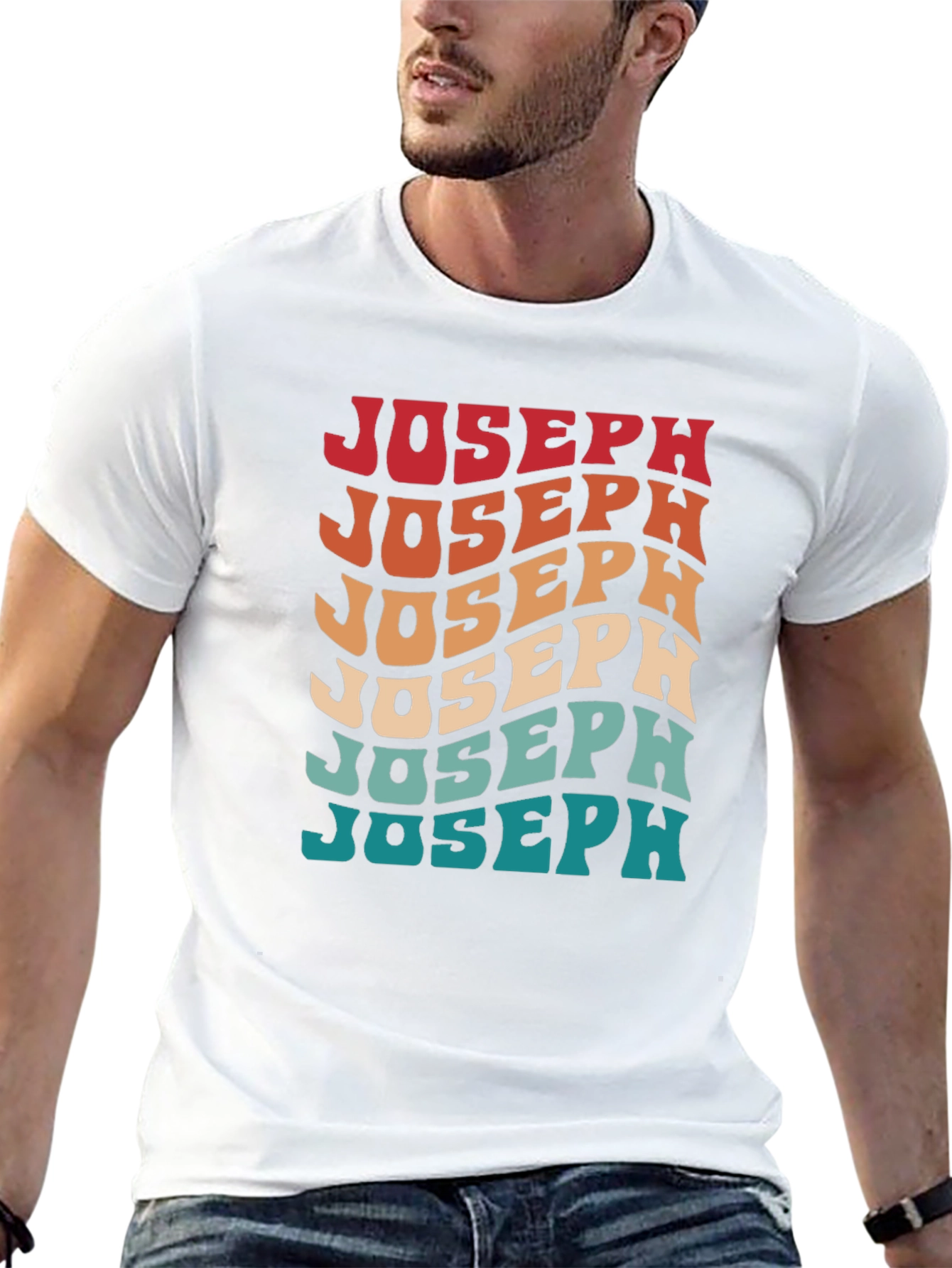 Retro Joseph Wavy Text Graphic T-Shirt