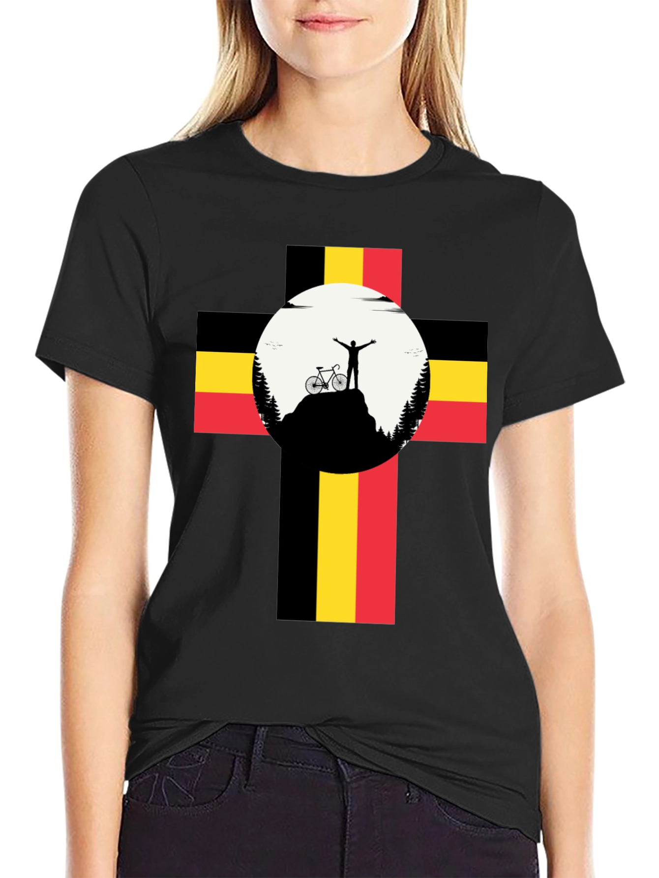 Belgium Flag Mountain Biker Graphic Tee