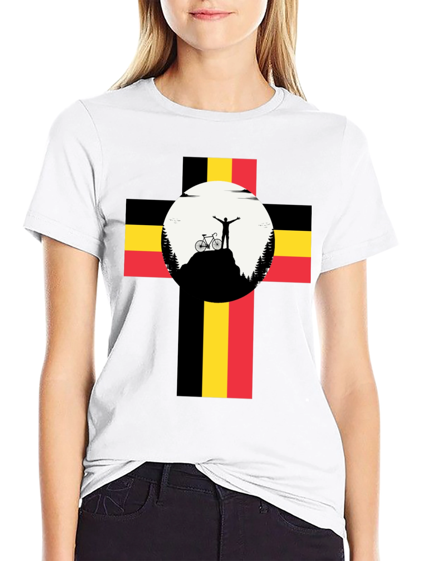 Belgium Flag Mountain Biker Graphic Tee